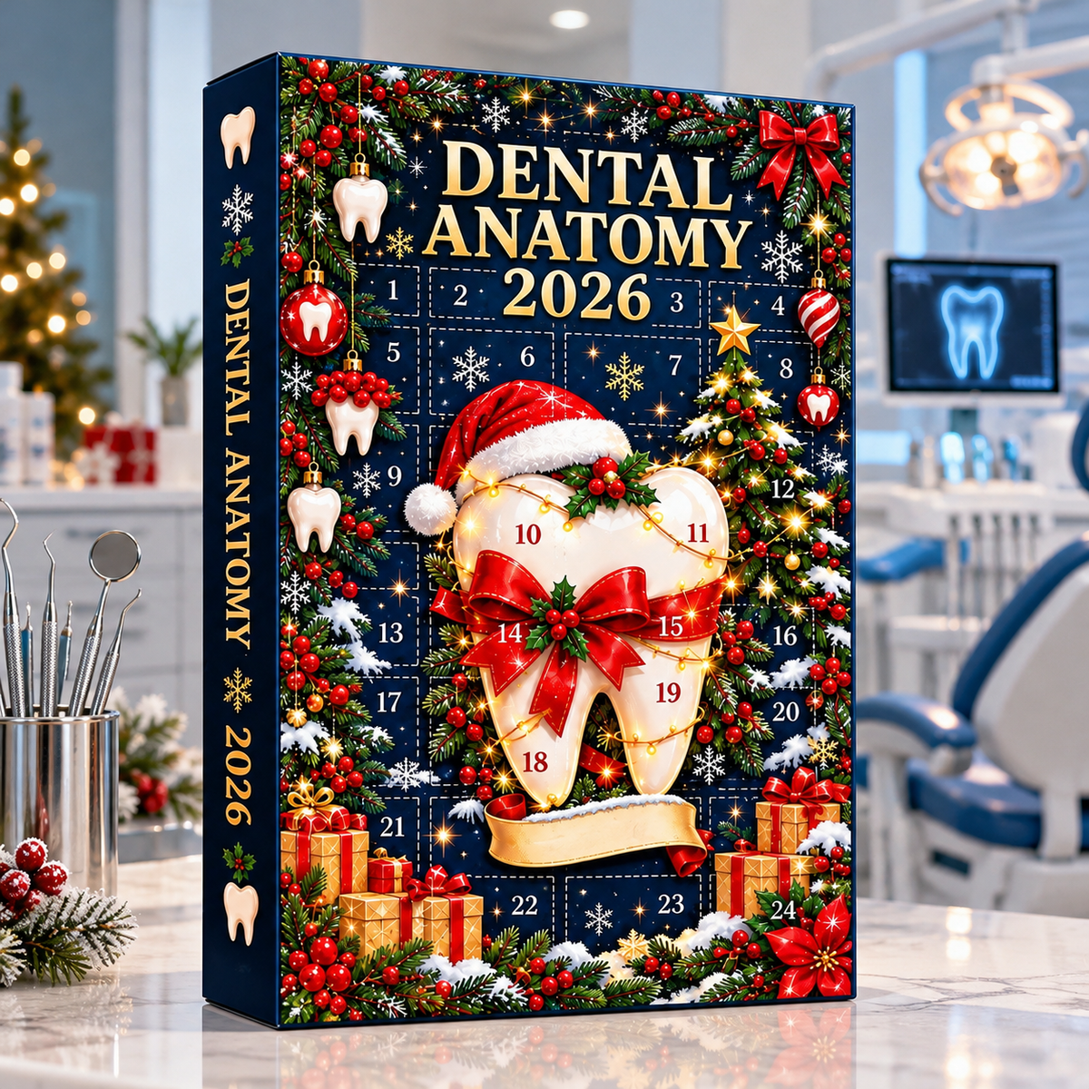 Dental Anatomy Advent Calendar 2026, Personalized Dentist Christmas Countdown Box, 24 Tooth Ornaments, Dental Hygienist Holiday Gift 2026