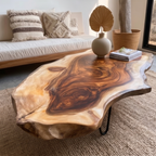 Live Edge Coffee Table, Rustic Solid Wood Table for Natural Farmhouse Living Room