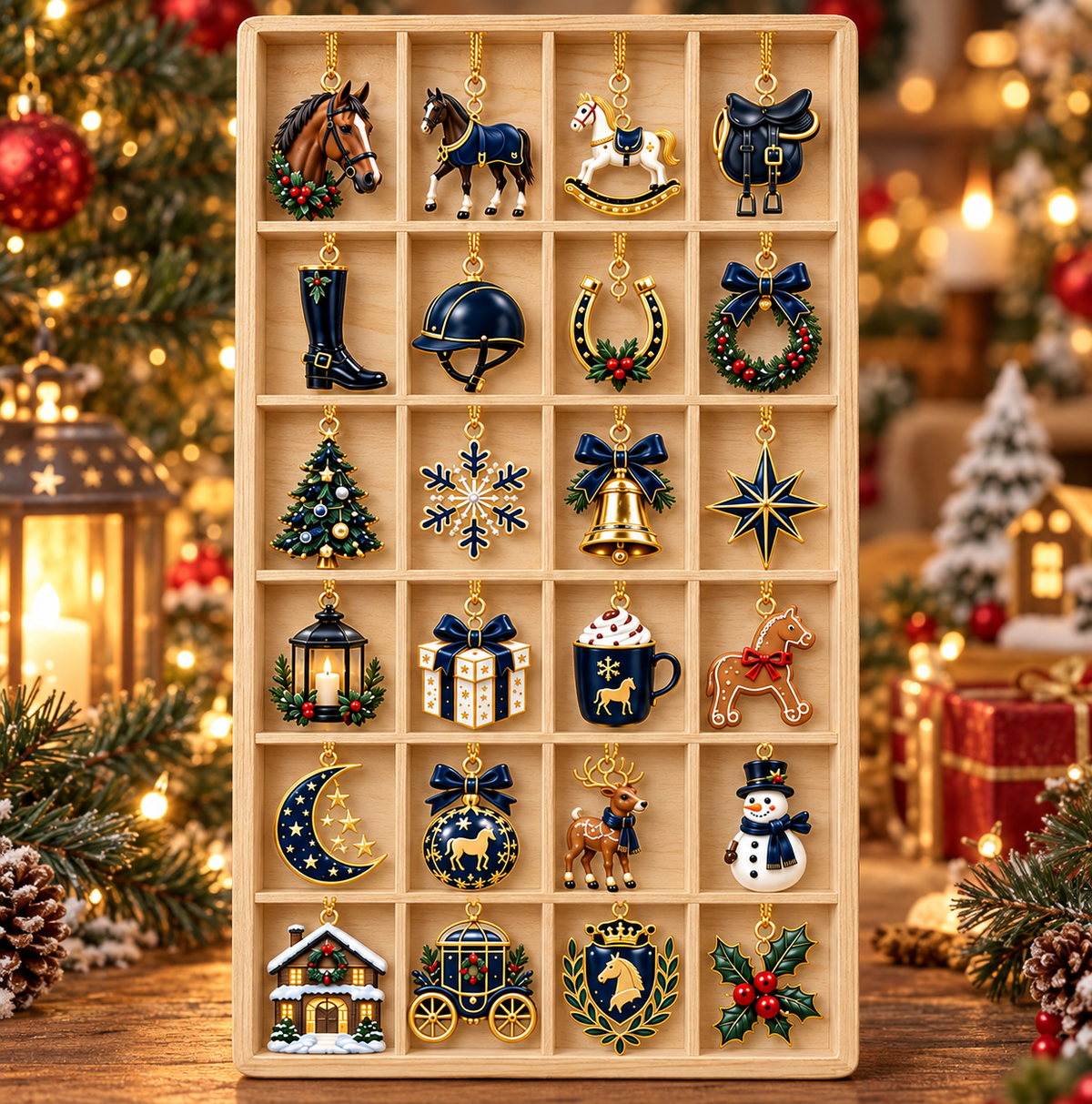 2026 Equestrian Advent Calendar with Custom Name, 24 Horse Riding Charms, Christmas Countdown Gift for Riders