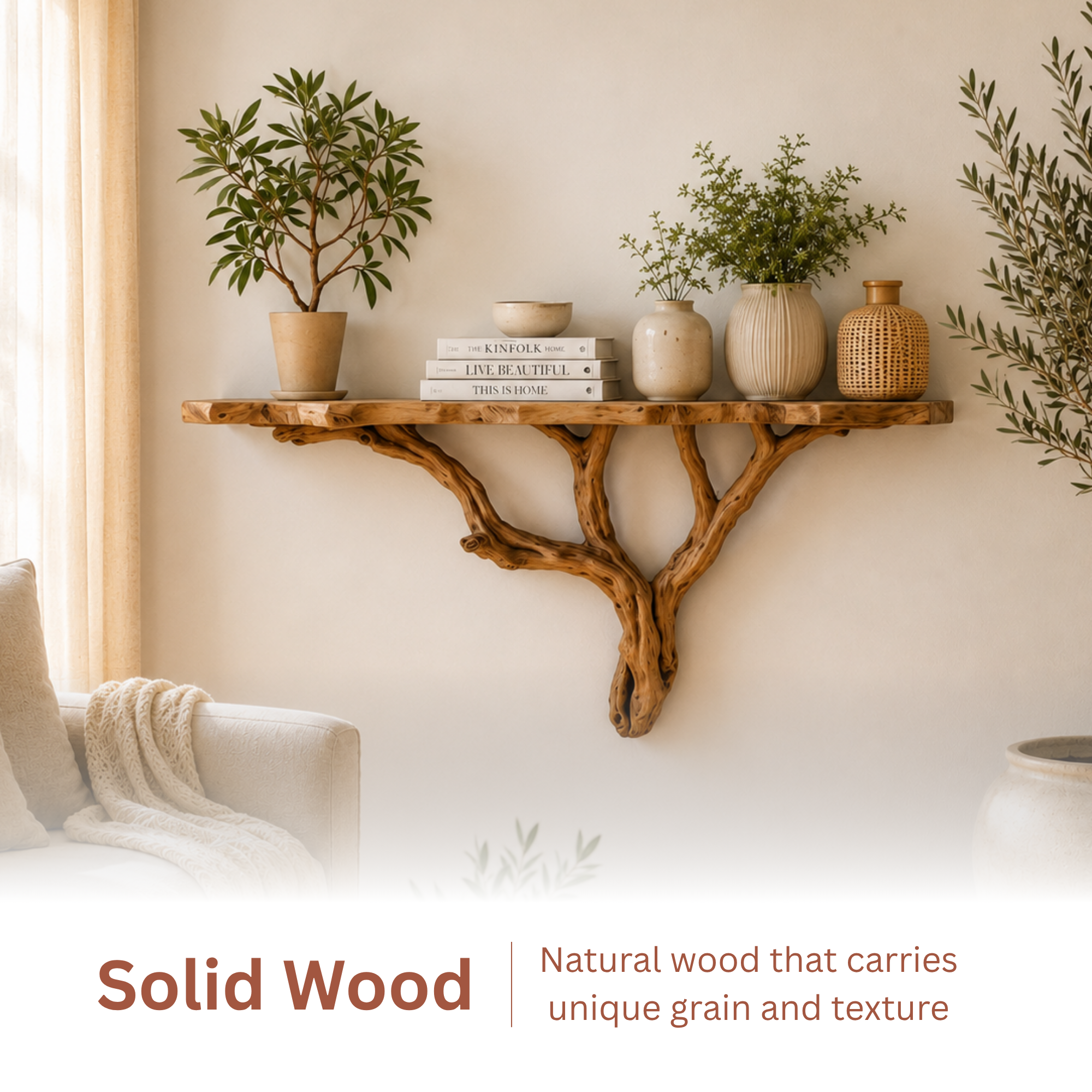 Woodera Tree Branch Bookshelves For Rustic Home Decor - WTBS0001