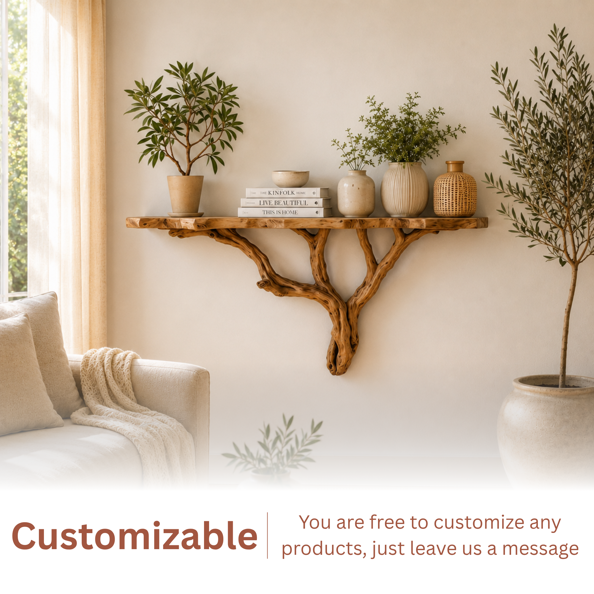 Woodera Tree Branch Bookshelves For Rustic Home Decor - WTBS0001