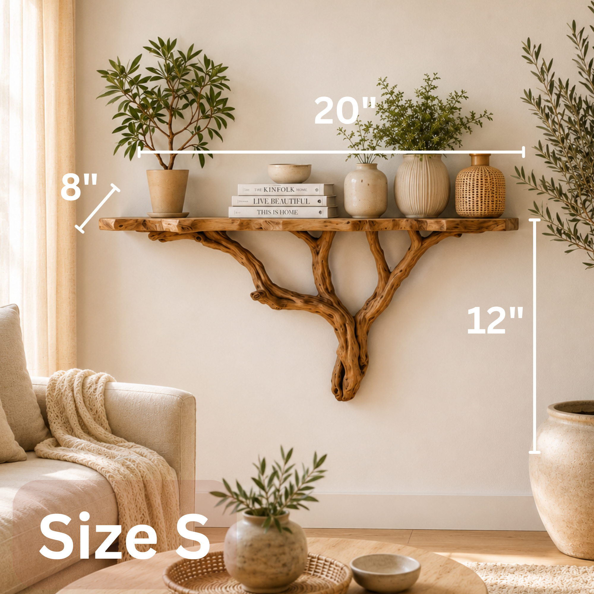 Woodera Tree Branch Bookshelves For Rustic Home Decor - WTBS0001