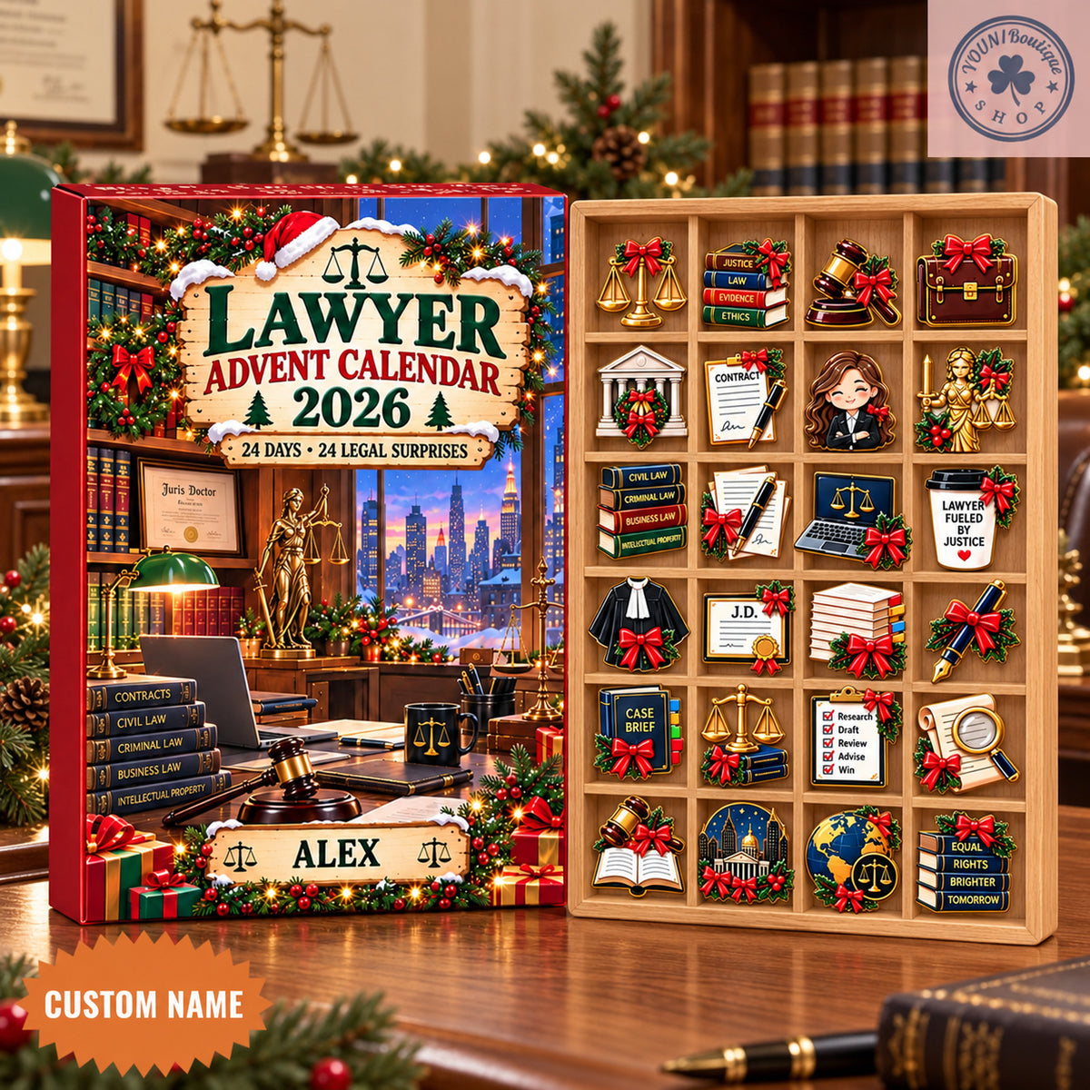 Lawyer Advent Calendar 2026, Christmas Advent Calendar, 24 Day Legal Countdown, Lawyer Gift, Law Student Gift, Holiday Countdown