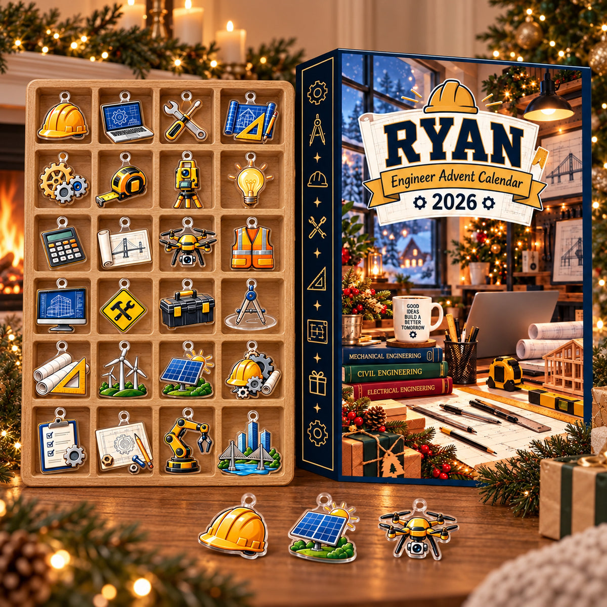 Engineer Advent Calendar 2026, Personalized Engineering Advent Calendar, 24 Engineer Charms, STEM Christmas Countdown