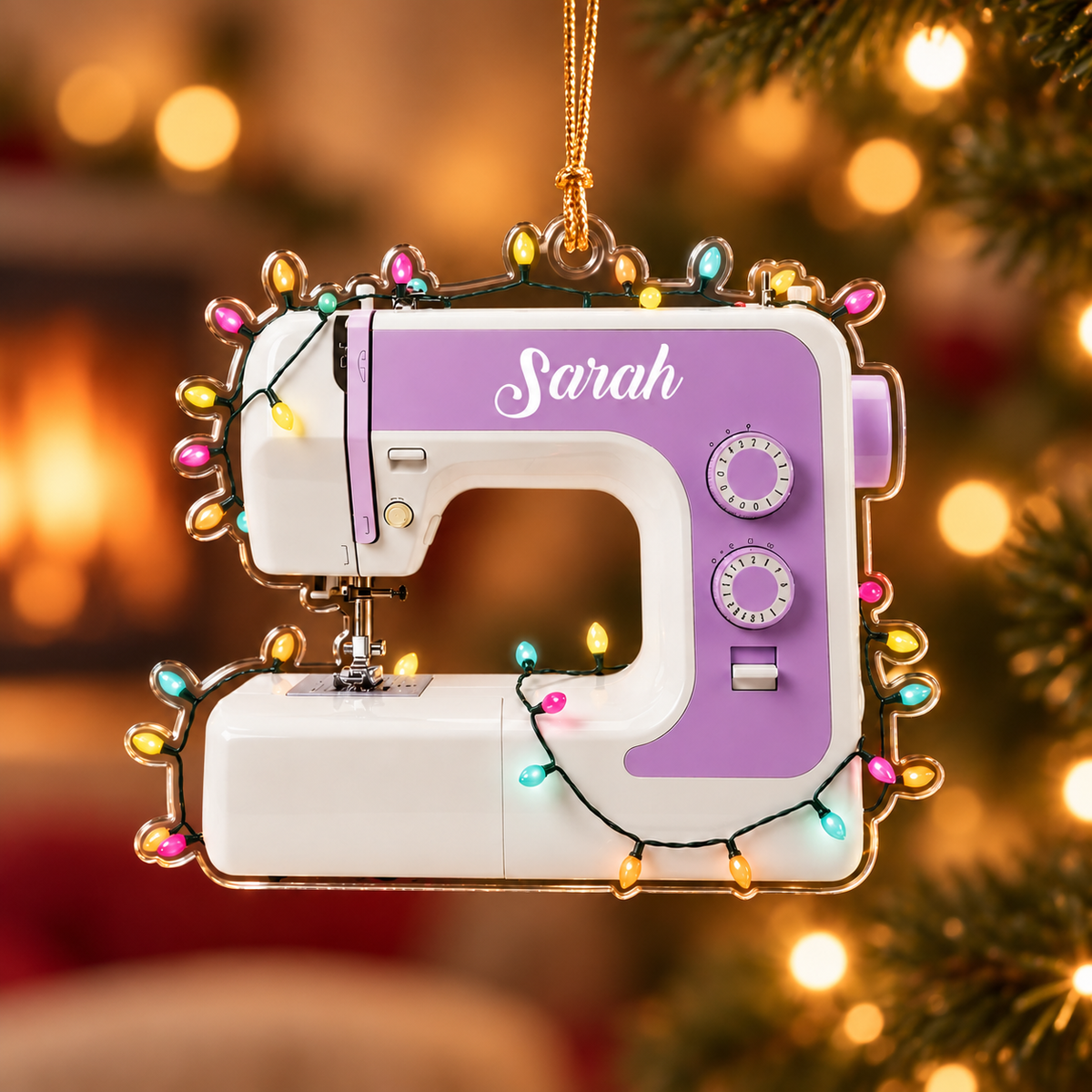 Personalized Sewing Machine Ornament with Name, Custom Seamstress Christmas Ornament, Acrylic Cutout Ornament for Sewer, Quilter Gift