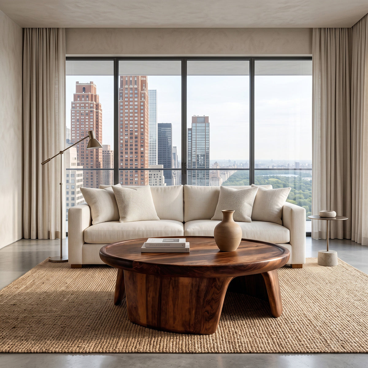 Modern Coffee Table With Three Pedestal Base For Living
