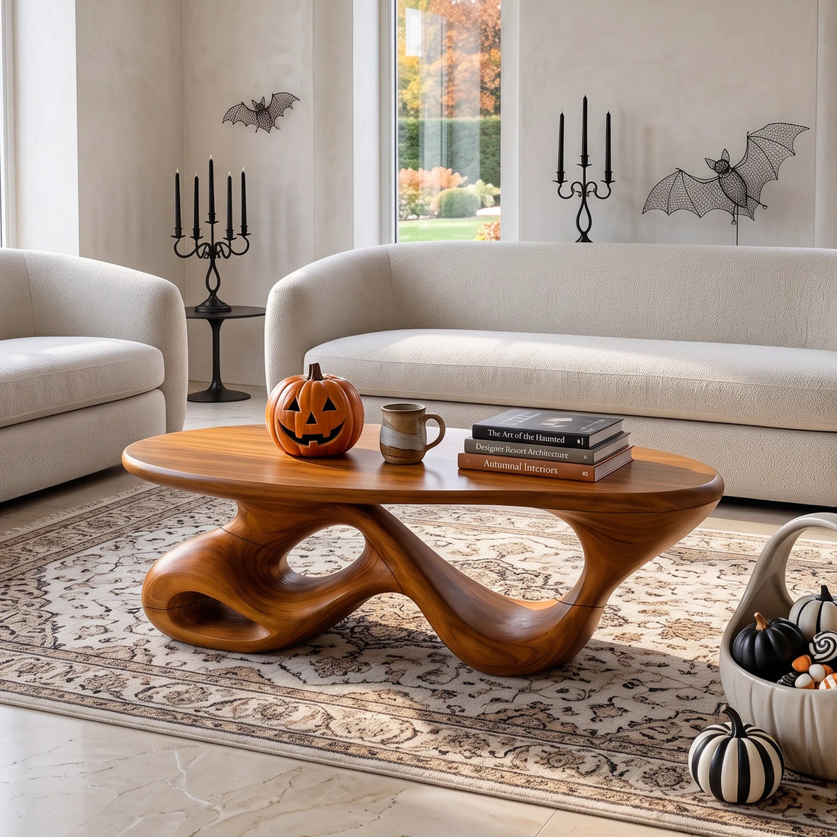 Mid Century Halloween Flowing Table For Cozy Cabin