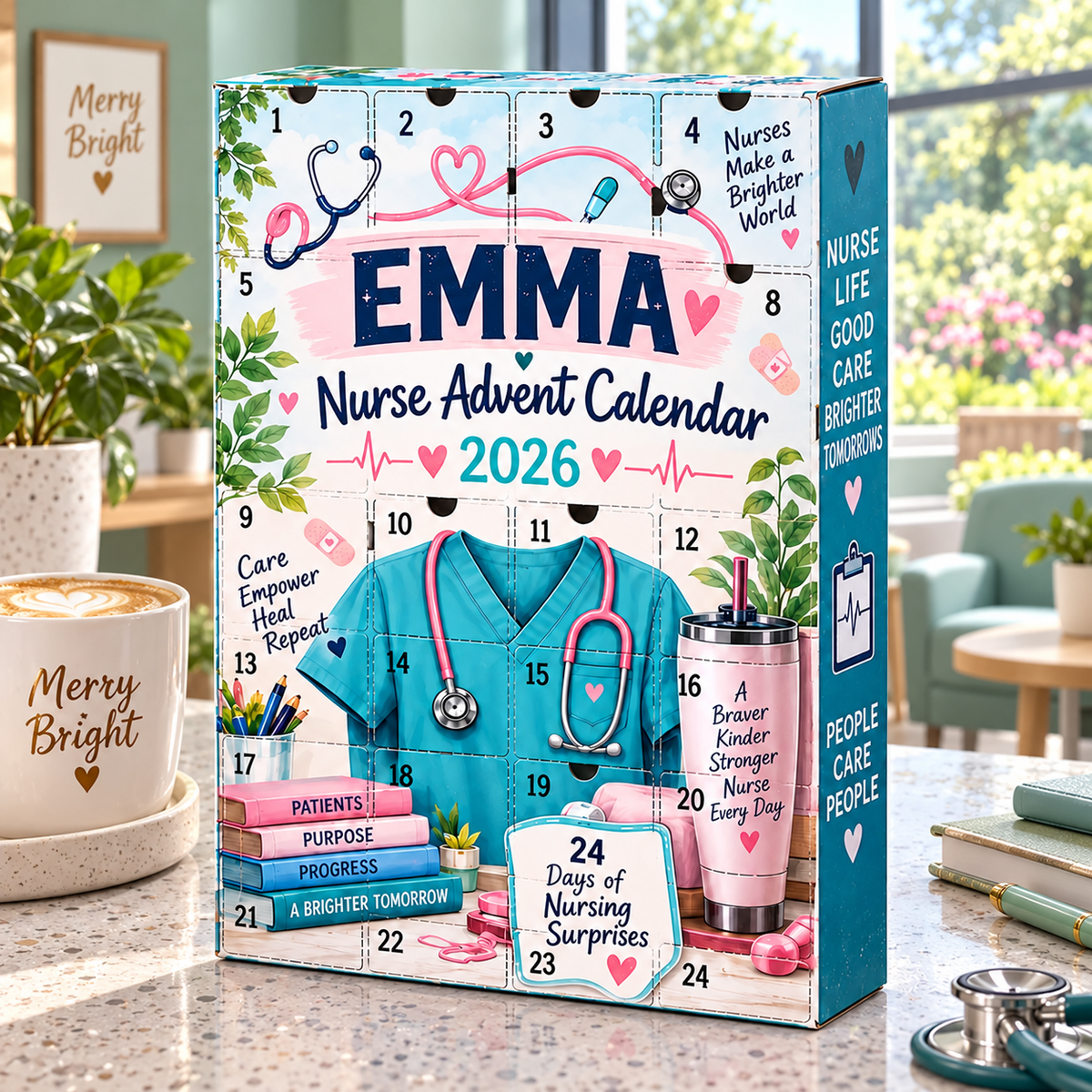 2026 Nurse Advent Calendar with Custom Name, 24-Day Countdown