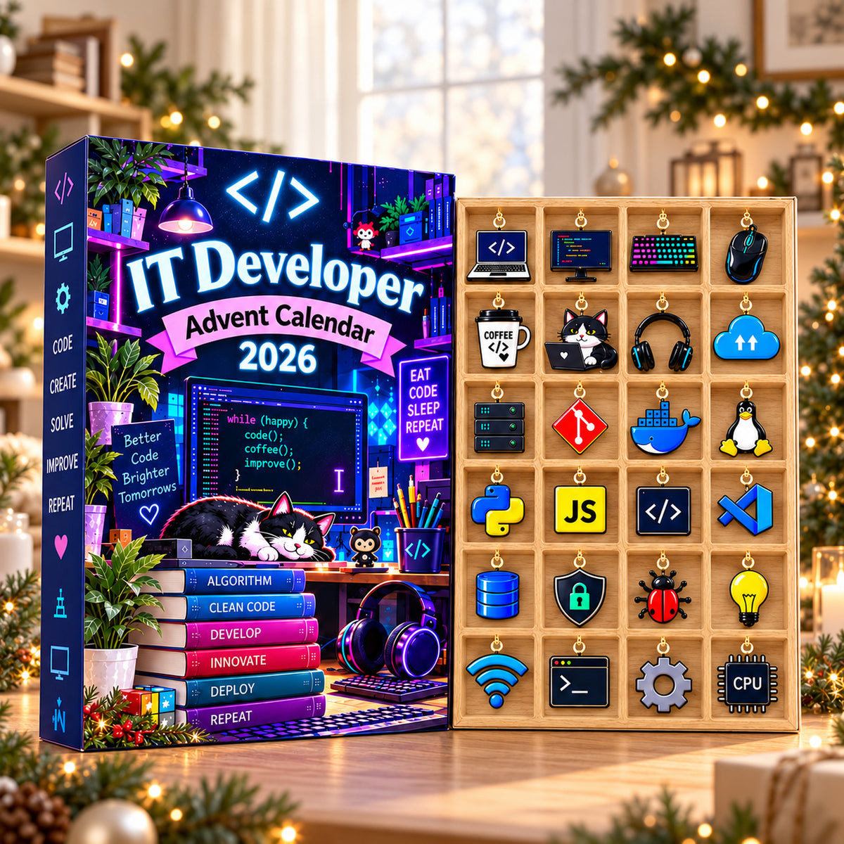 IT Developer Advent Calendar 2026, 24 Days Christmas Surprise Blind Box, Programmer Christmas Gift, Coding Lover Holiday Countdown