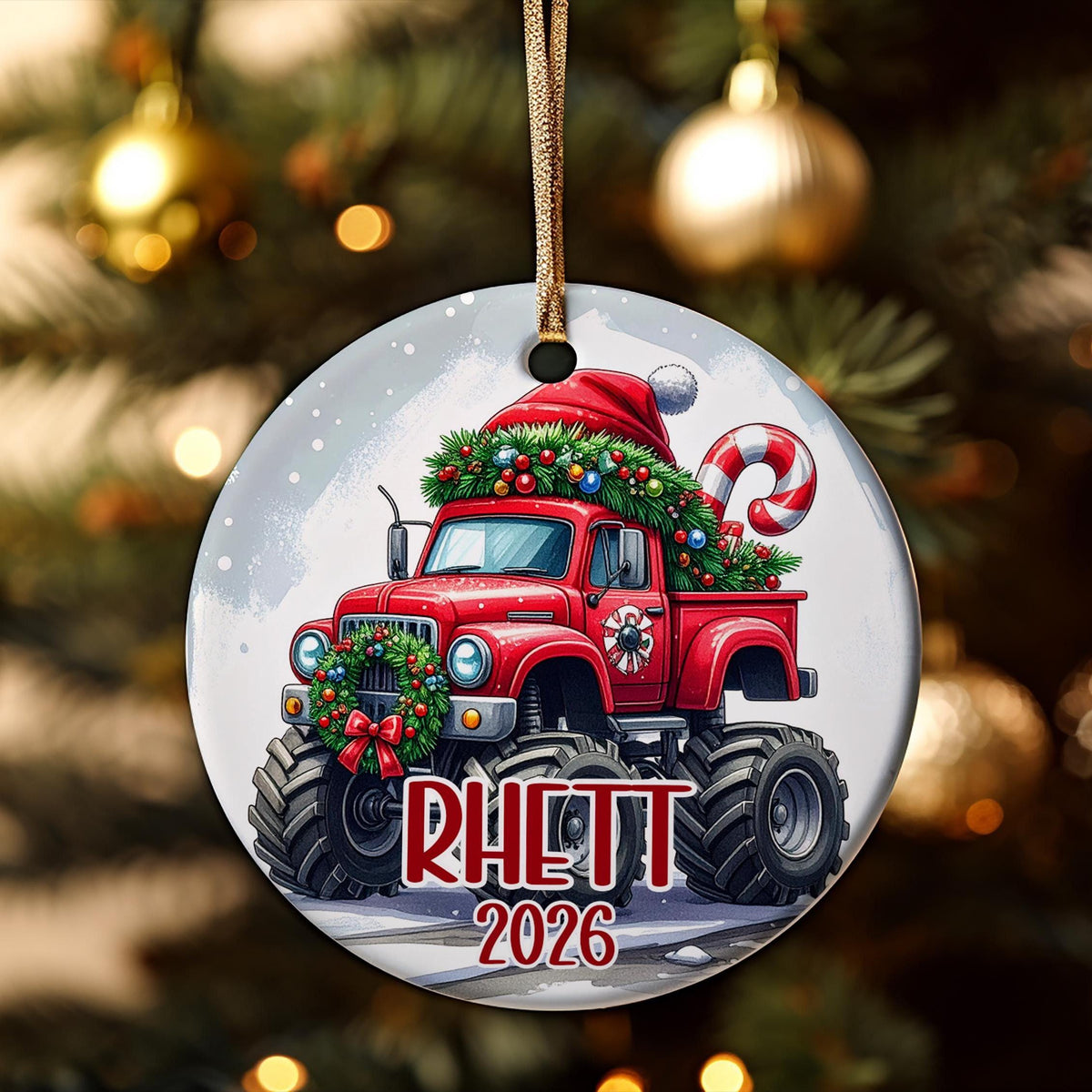 Personalized Monster Truck Ornament, Ornament For Boys, Add Any Name Keepsake Ornament, Grandson Gift, Gift For Kids