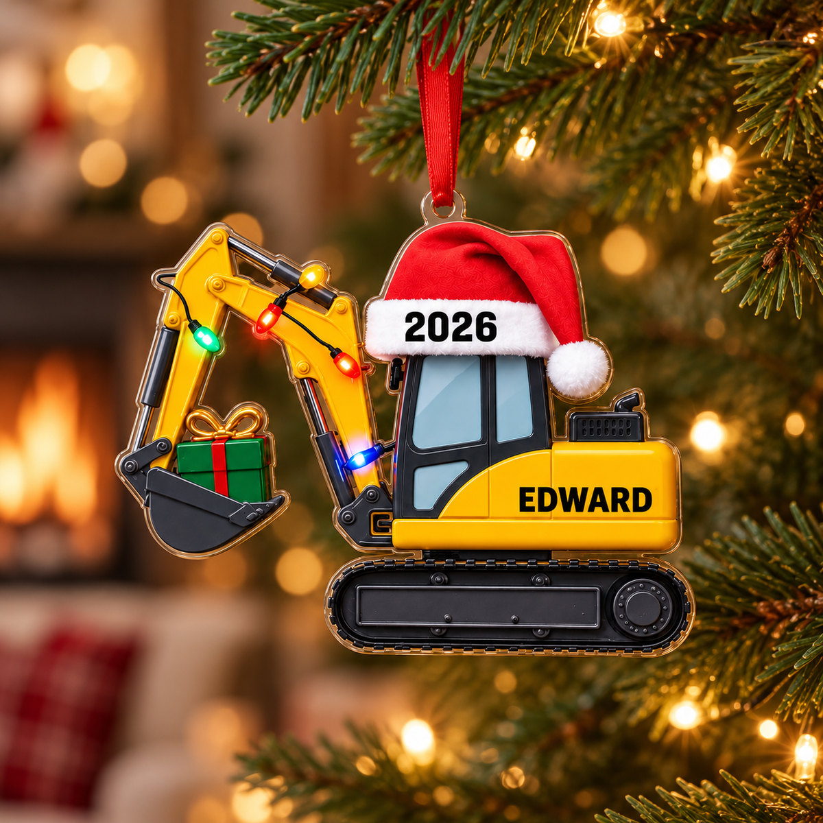 Personalized Excavator Christmas Ornament 2026, Construction Truck Holiday Decor, Ornament Christmas Gift, Christmas Gift