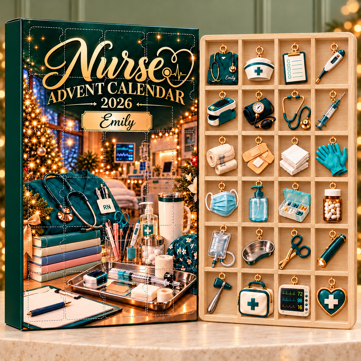 Personalized Nurse Advent Calendar 2026, Christmas Ornament, Custom Name Gift, Holiday Keepsake