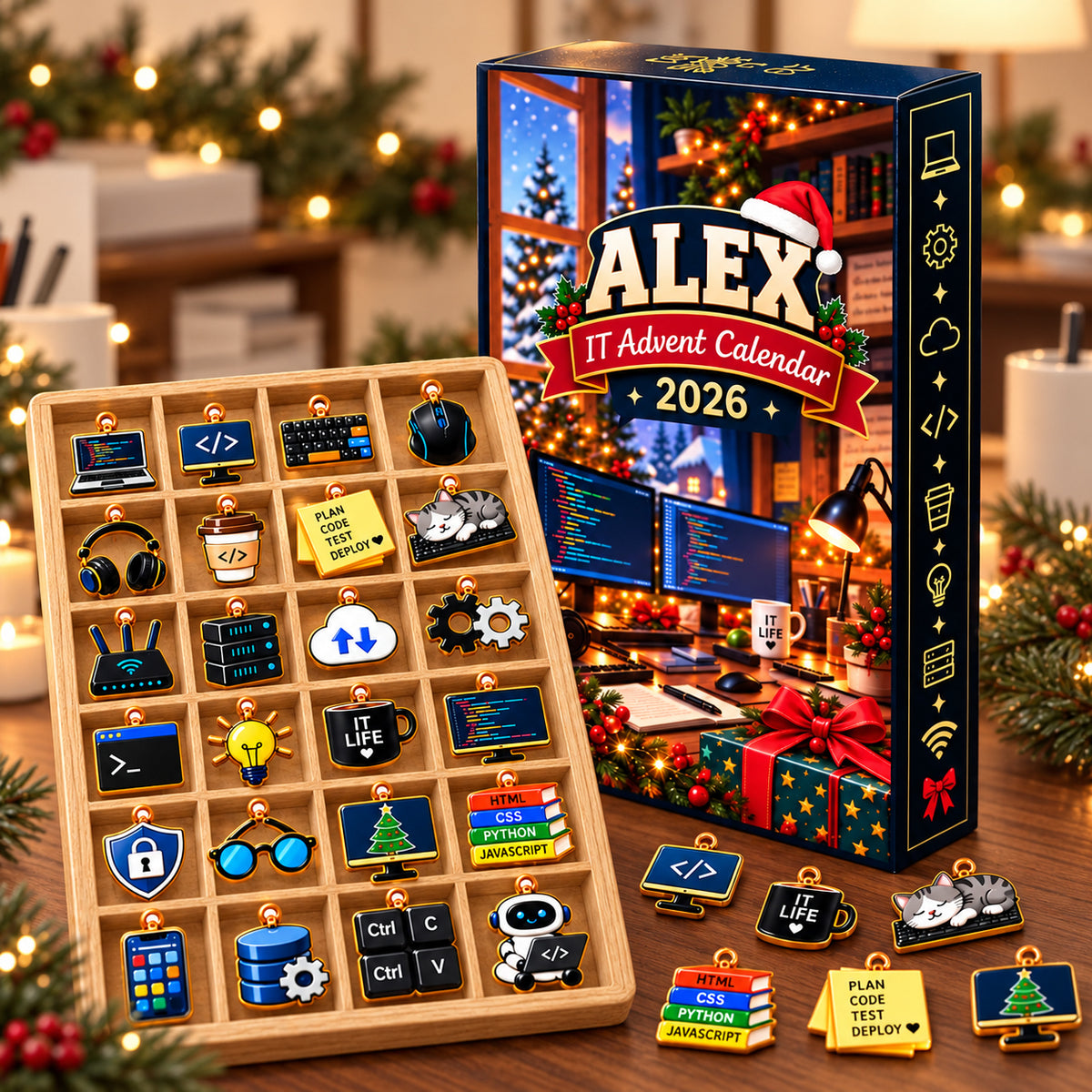 Personalized IT Advent Calendar, 24 Day Tech Countdown, Christmas Gift