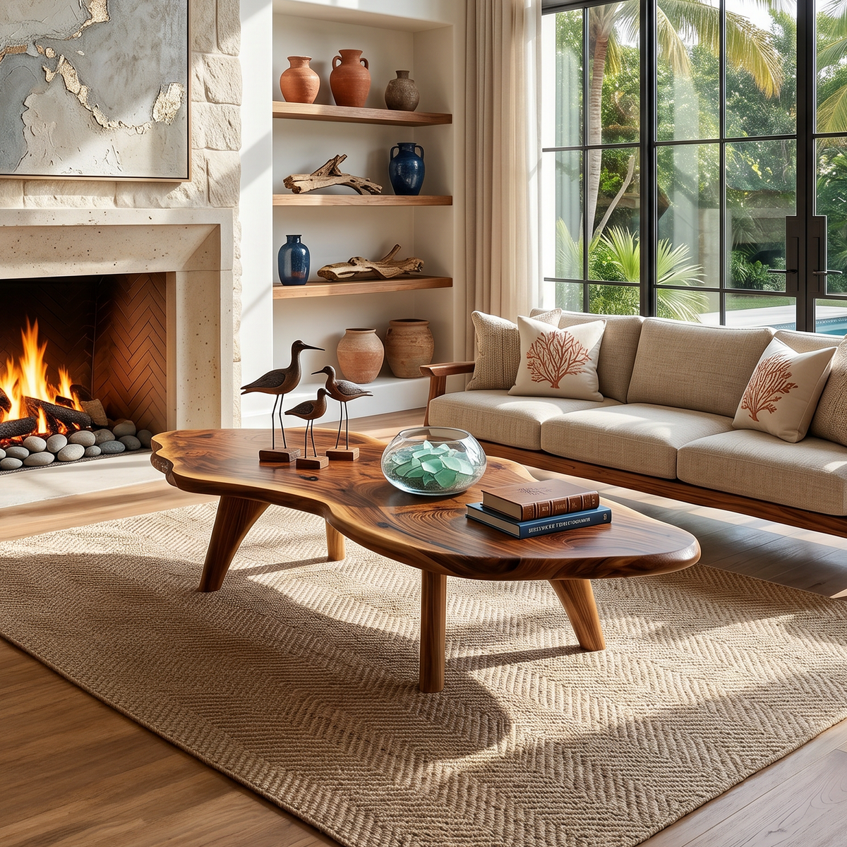 Mid Century Modern Live Edge Coffee Table For Living Room Look