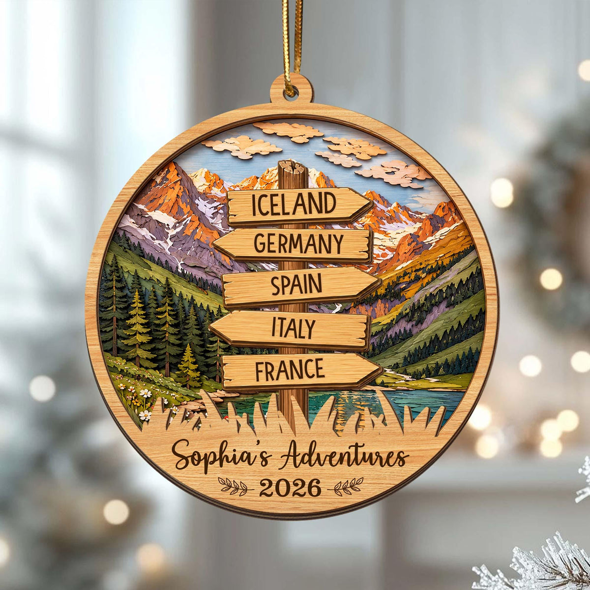 Personalized Travel Adventure Ornament Custom Traveling Destination Ornament Christmas Gift for Travelers, Couple Gifts