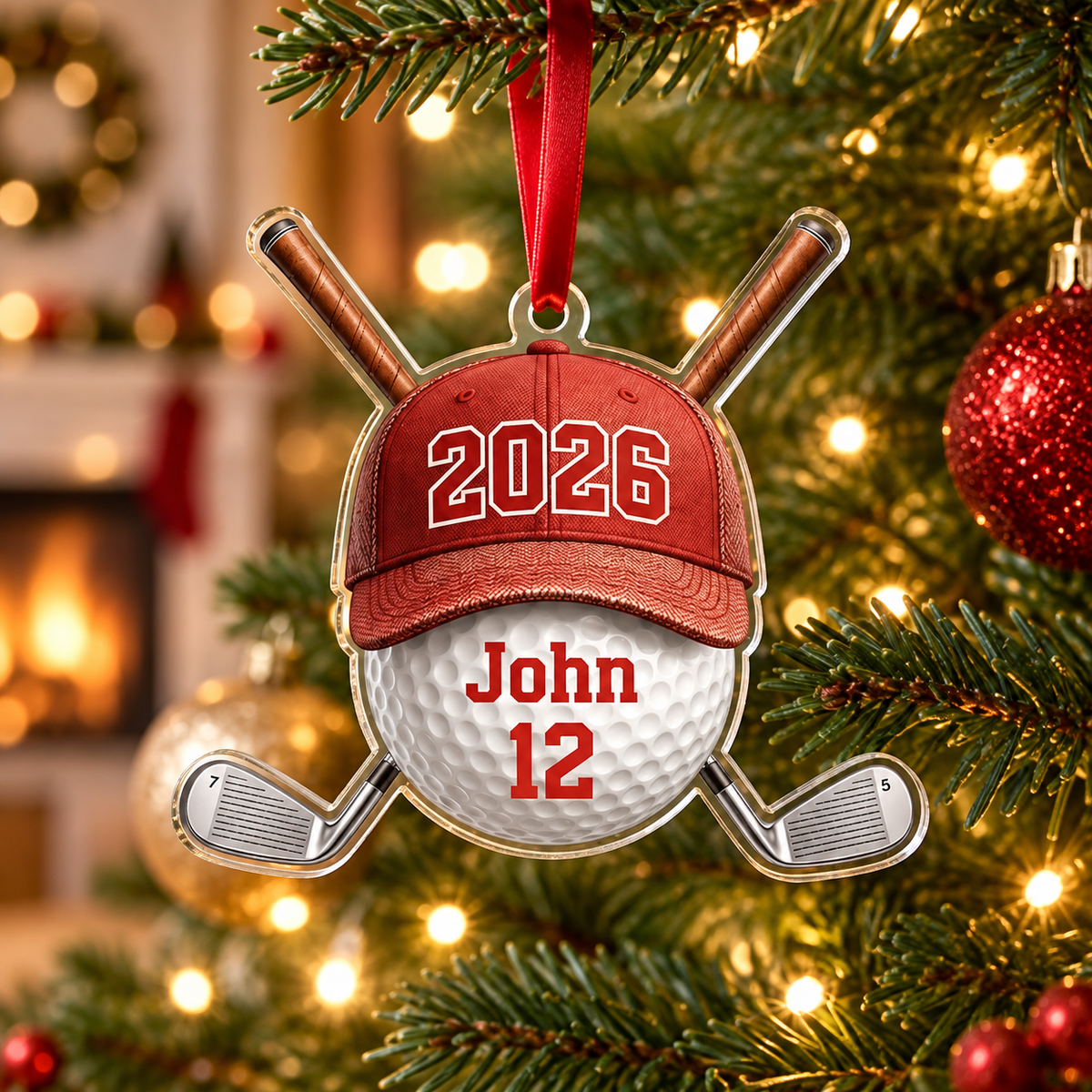 Personalized Golf Ornament For Golfer, Custom Name And Number Year 2026 Sports Gift
