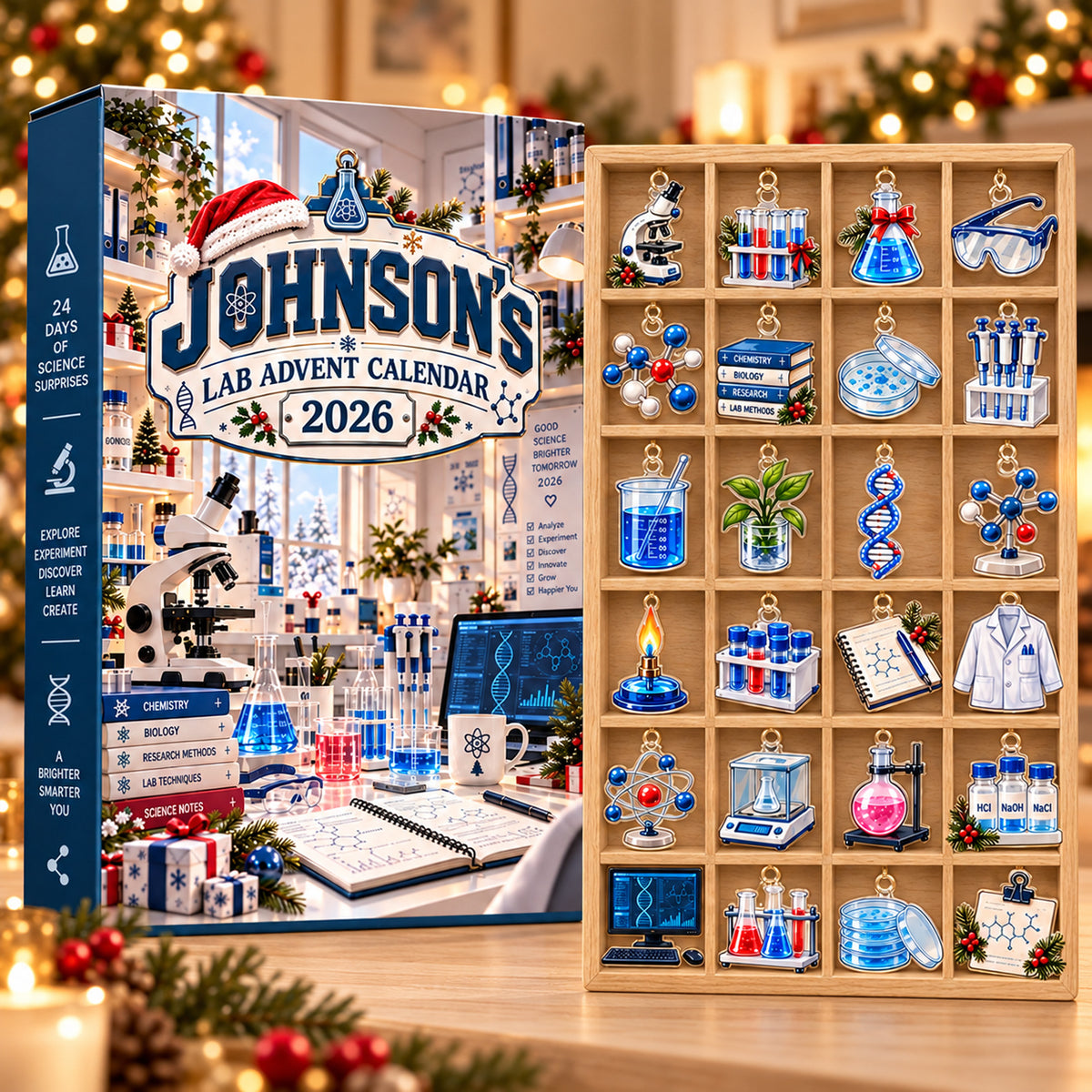 Personalized Science Lab Advent Calendar 2026 Scientist Blind Box Holiday Countdown Christmas Box