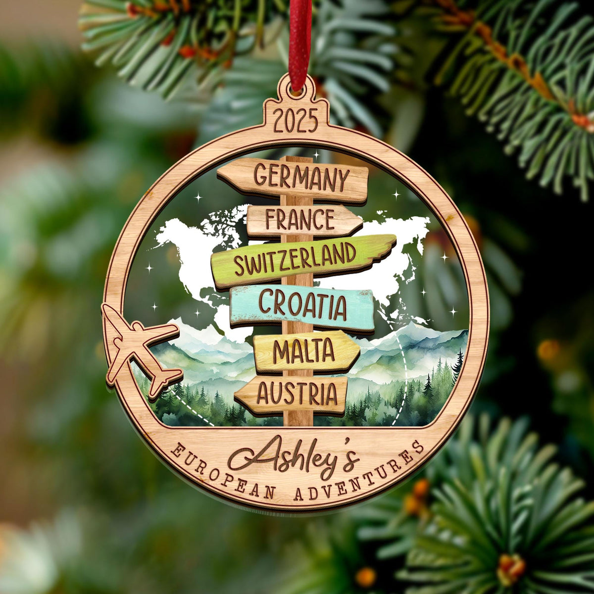 Custom Travel Adventure Ornament,Traveling Destination Christmas Ornament,Travel Gift,Christmas Gift,New Adventure