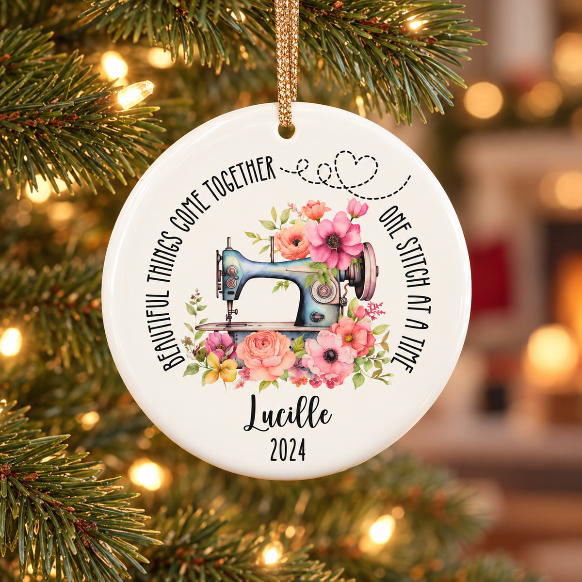 Personalized Sewing Ornament, Custom Quilter Sewing Lover Gift For Grandma Mom, Sewing Machine Ornament, Tailor Christmas Ornament Keepsake