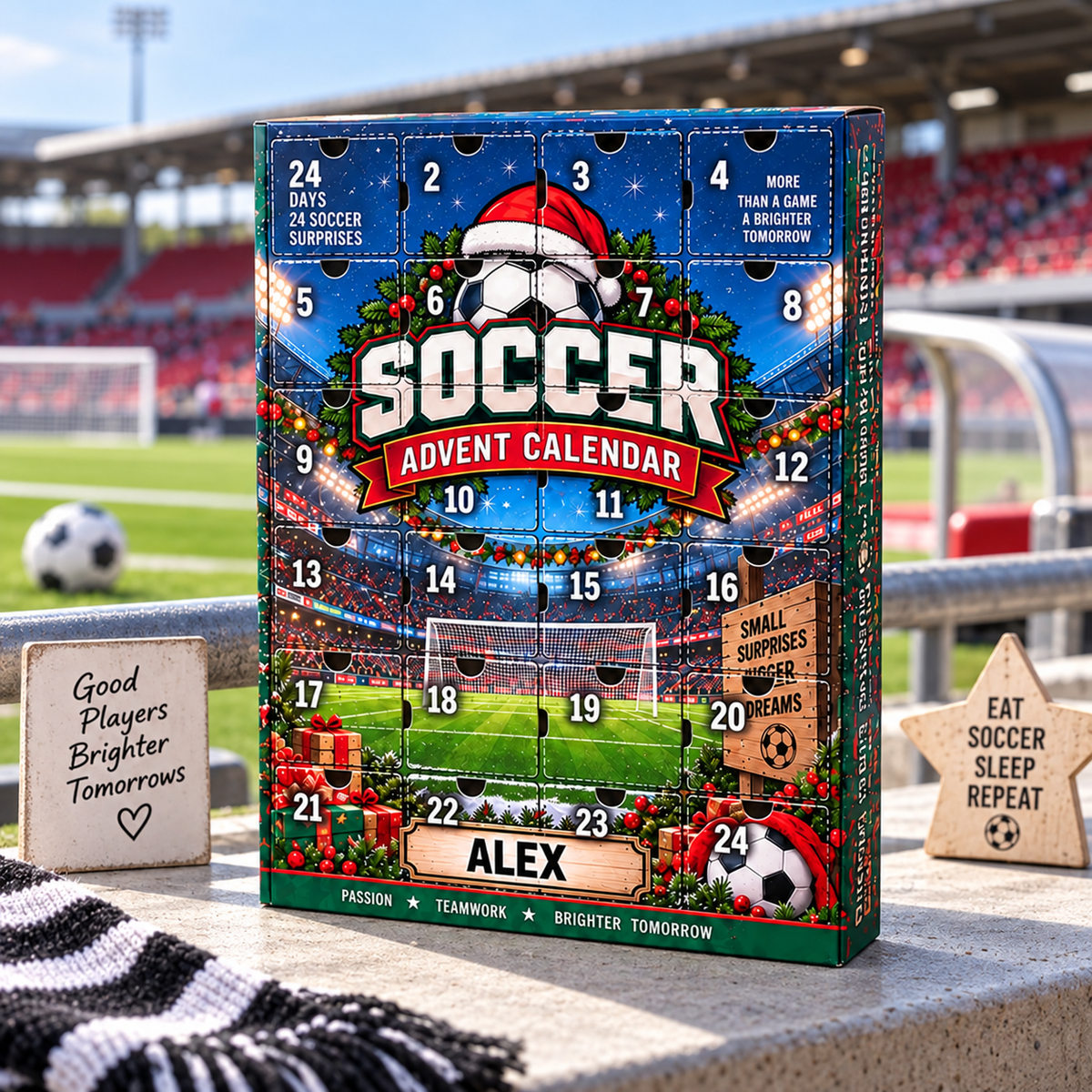 2026 Soccer Advent Calendar with Custom Name, 24-Day Countdown