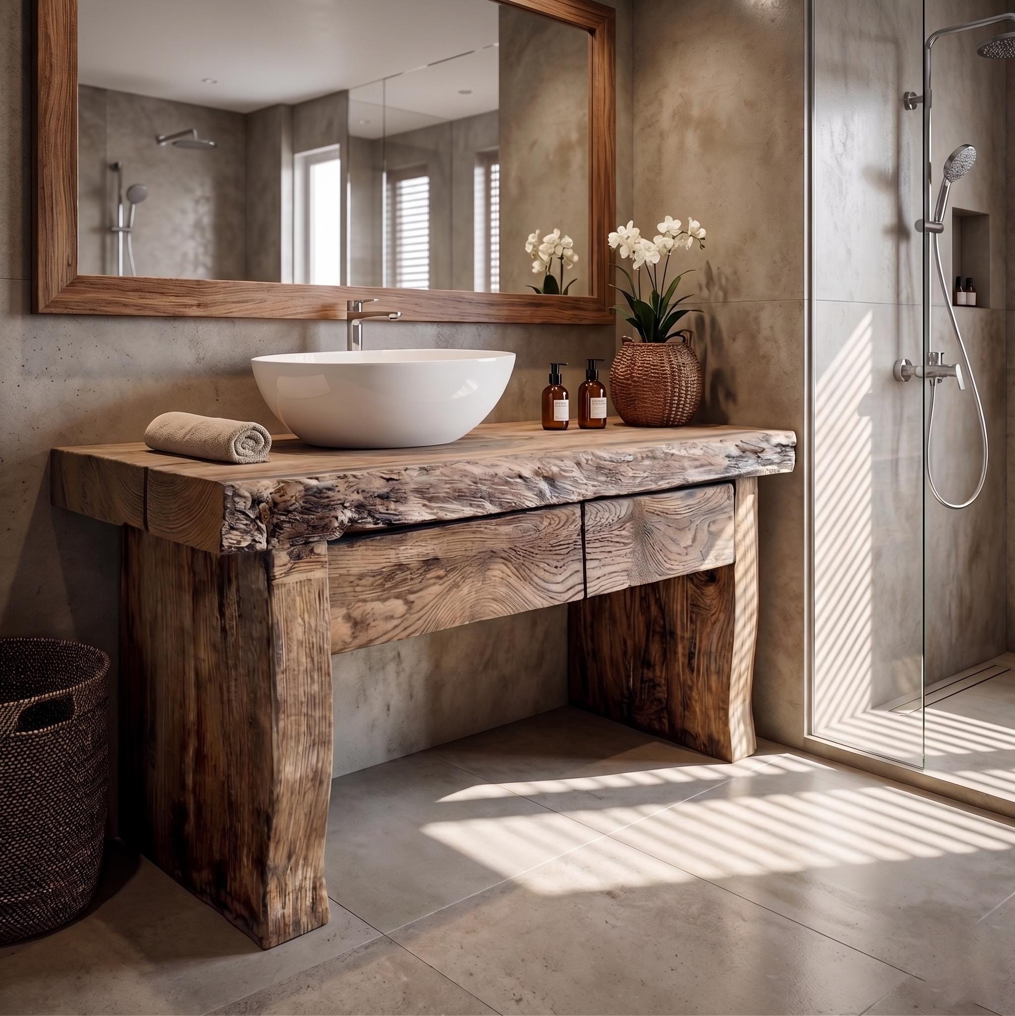 Woodera Rustic Farmhouse Style Bathroom Vanity - WBV0001