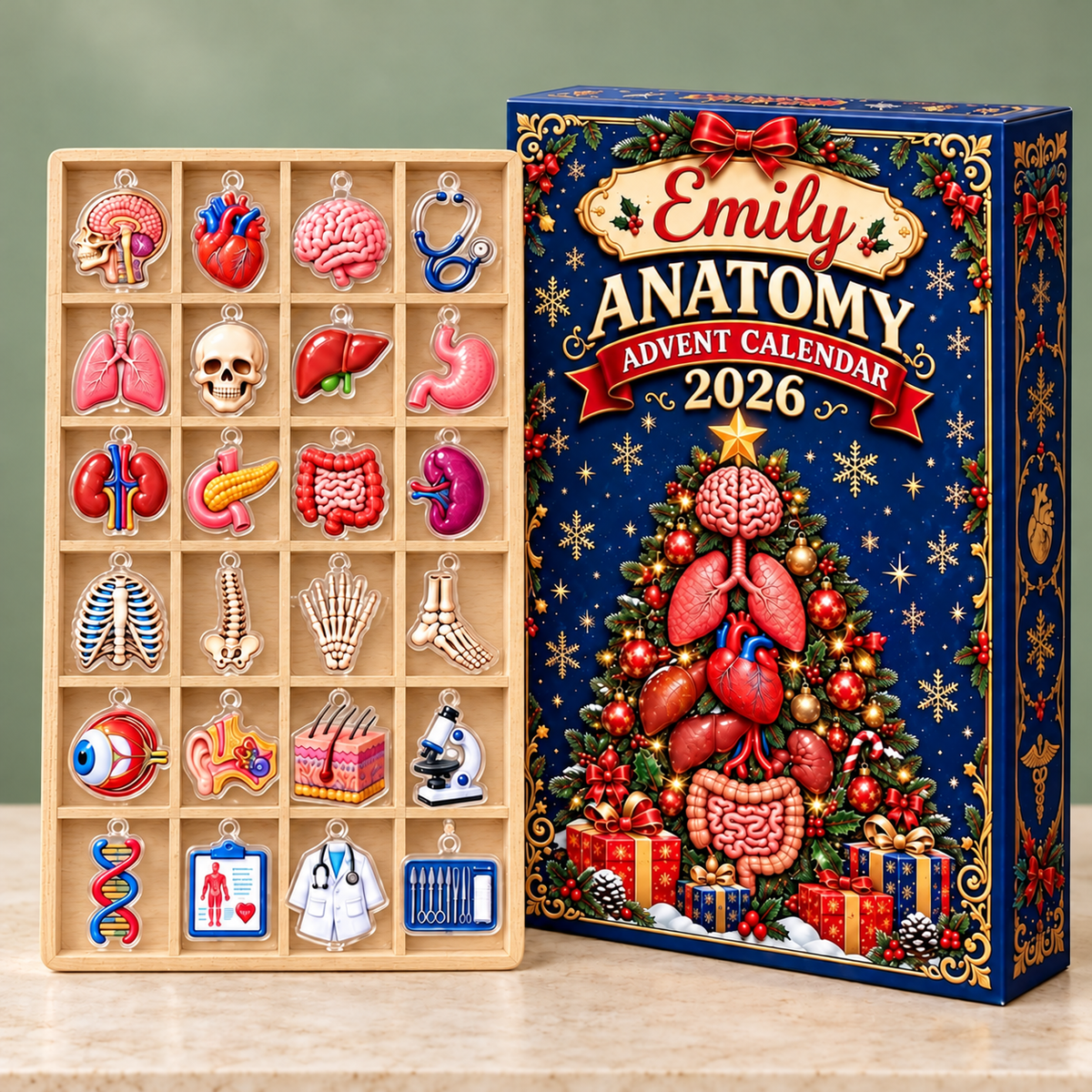 Personalized Anatomy Christmas Advent Calendar 2026, Human Body Blind Box, Medical Christmas Countdown,Doctor Christmas Countdown