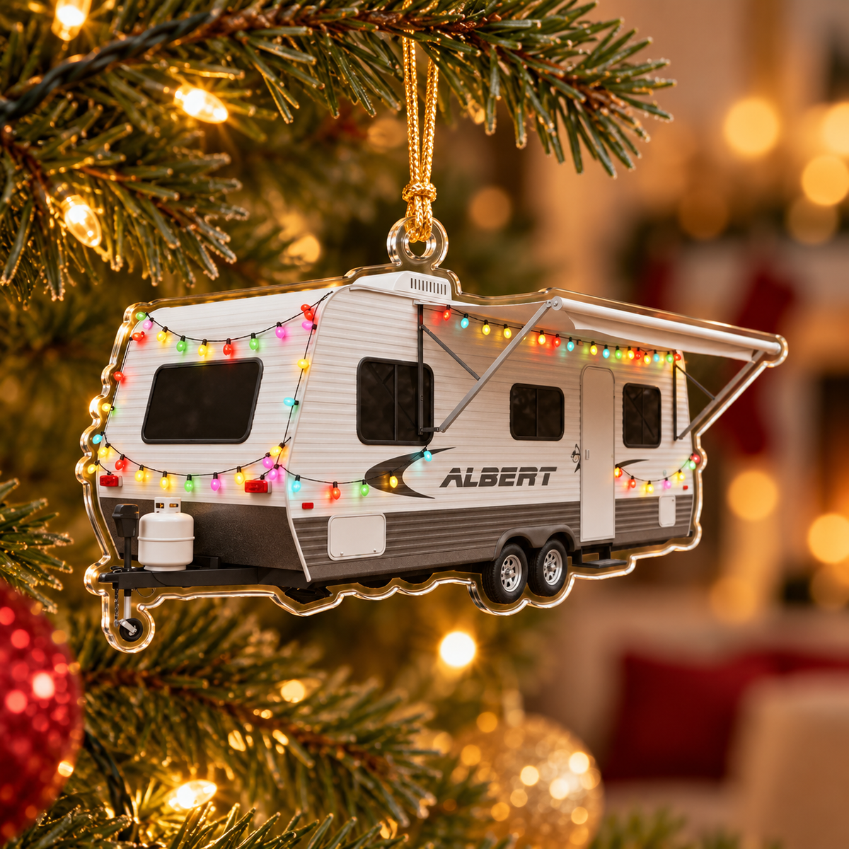 Custom Acrylic Camper Ornament, Personalized RV Ornament, Travel Family Name Ornament, Christmas Decoration, Holiday Camp Keepsake