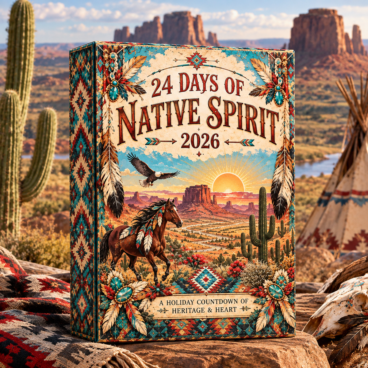 2026 Southwest Horse Advent Calendar, 24 Desert and Cactus Ornaments, Western Christmas Countdown Gift