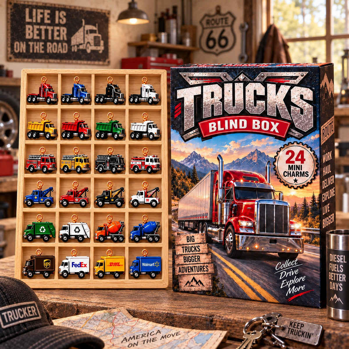 Personalized Truck Advent Calendar, 24 Mini Truck Charm Blind Box, 12. Trucker Christmas Countdown, Truck Driver Holiday Gift