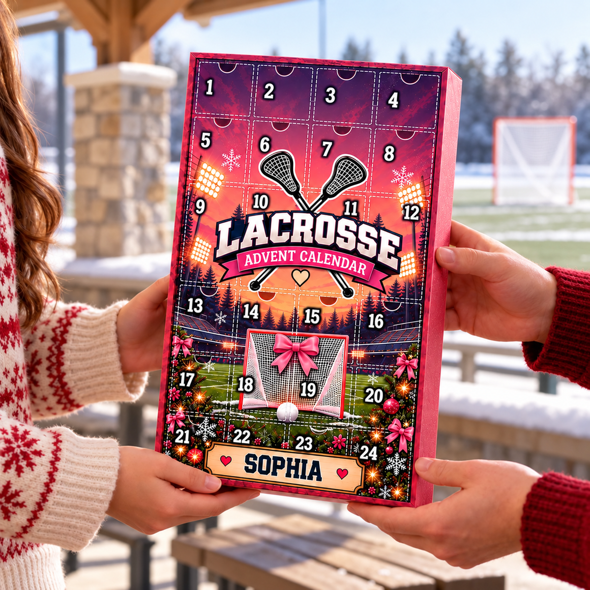 2026 Girls Lacrosse Advent Calendar with Custom Name, 24-Day Countdown