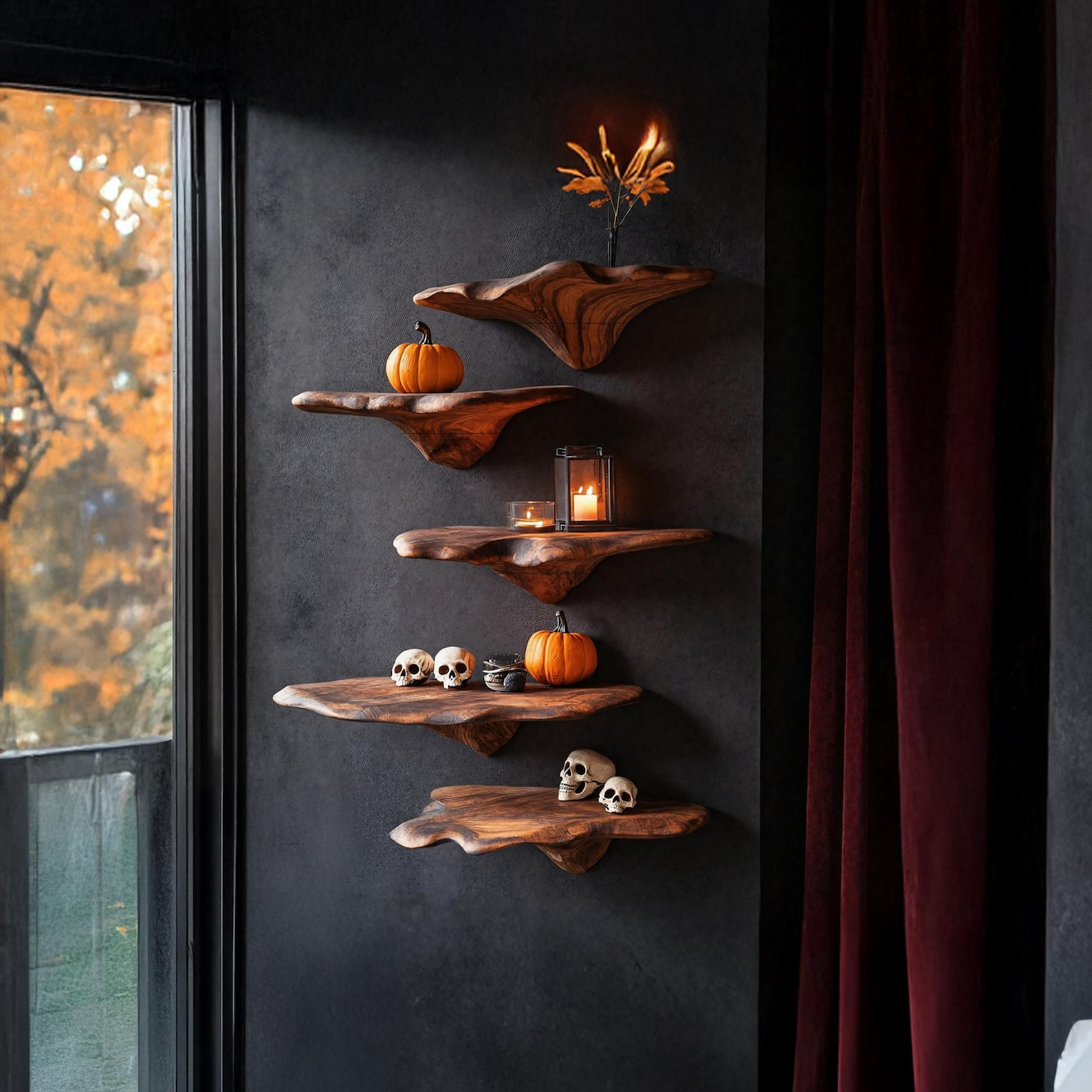 Handmade Mushroom Floating Shelf Mid Century Mushroom Wall Decor Live Edge Shelf Corner Wall Shelf Home Decor Housewarming Gift
