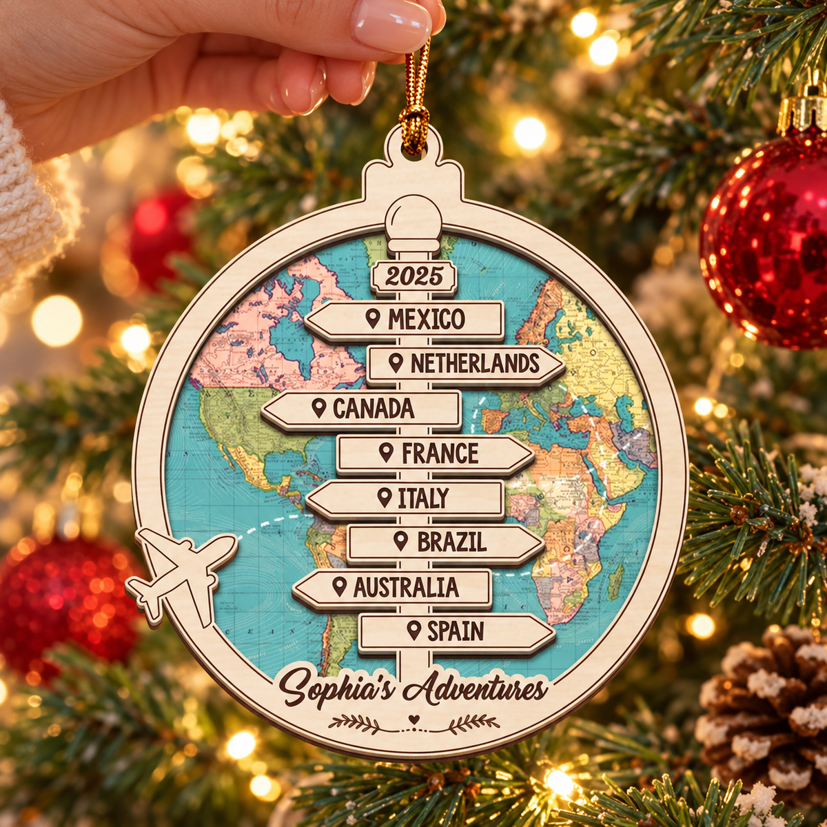 Personalized Travel Adventure Ornament, Custom Traveling Destination Ornament, Couple Traveling Destination, Travel Gift, Christmas Gift