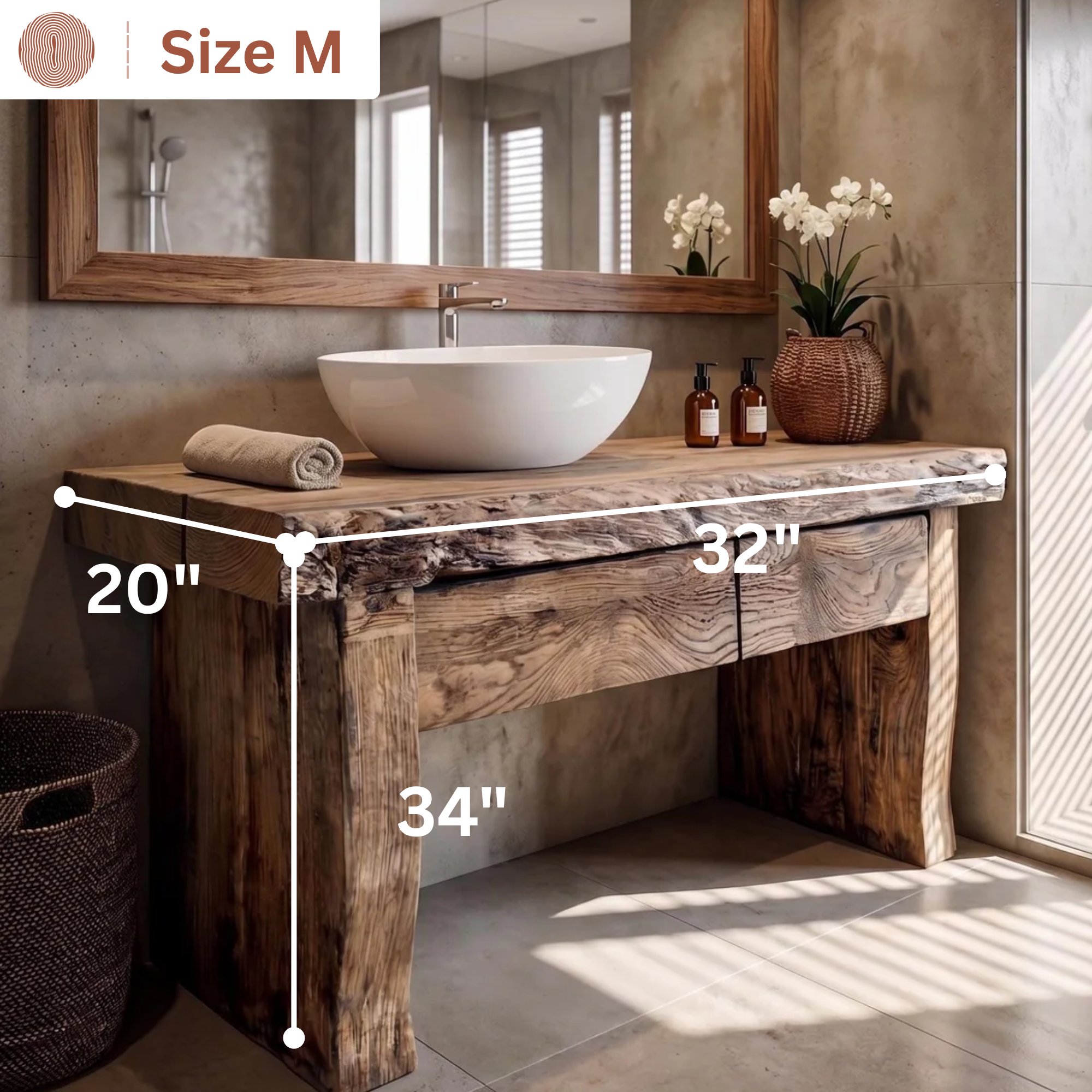 Woodera Rustic Farmhouse Style Bathroom Vanity - WBV0001