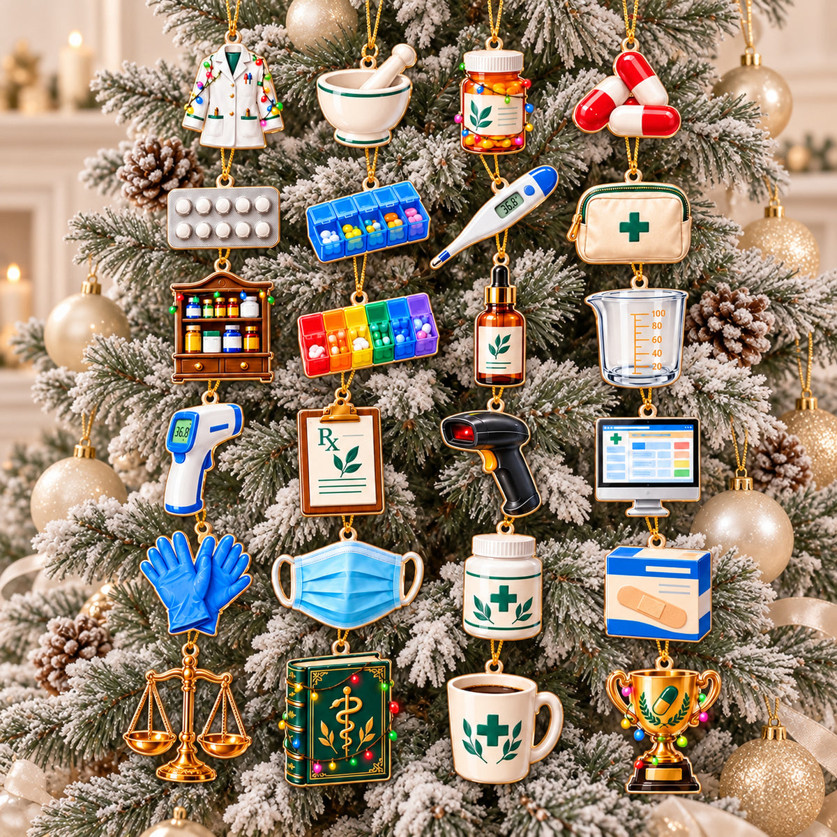Personalized Pharmacist Advent Calendar 2026, Pharmacy Christmas Countdown, 24 Pharmacy Ornaments, Pharmacist Gift, Holiday Decor