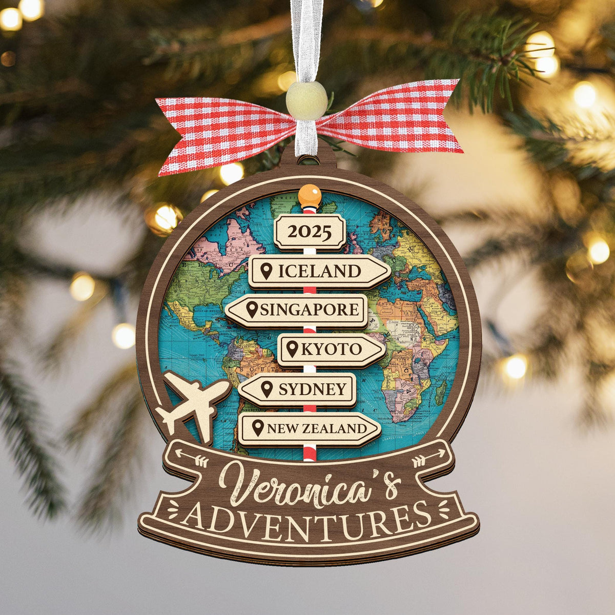 Custom Travel Adventure Ornament,Traveling Destination Christmas Ornament,Travel Gift,Christmas Gift,New Adventure,Couple Adventure Awaits