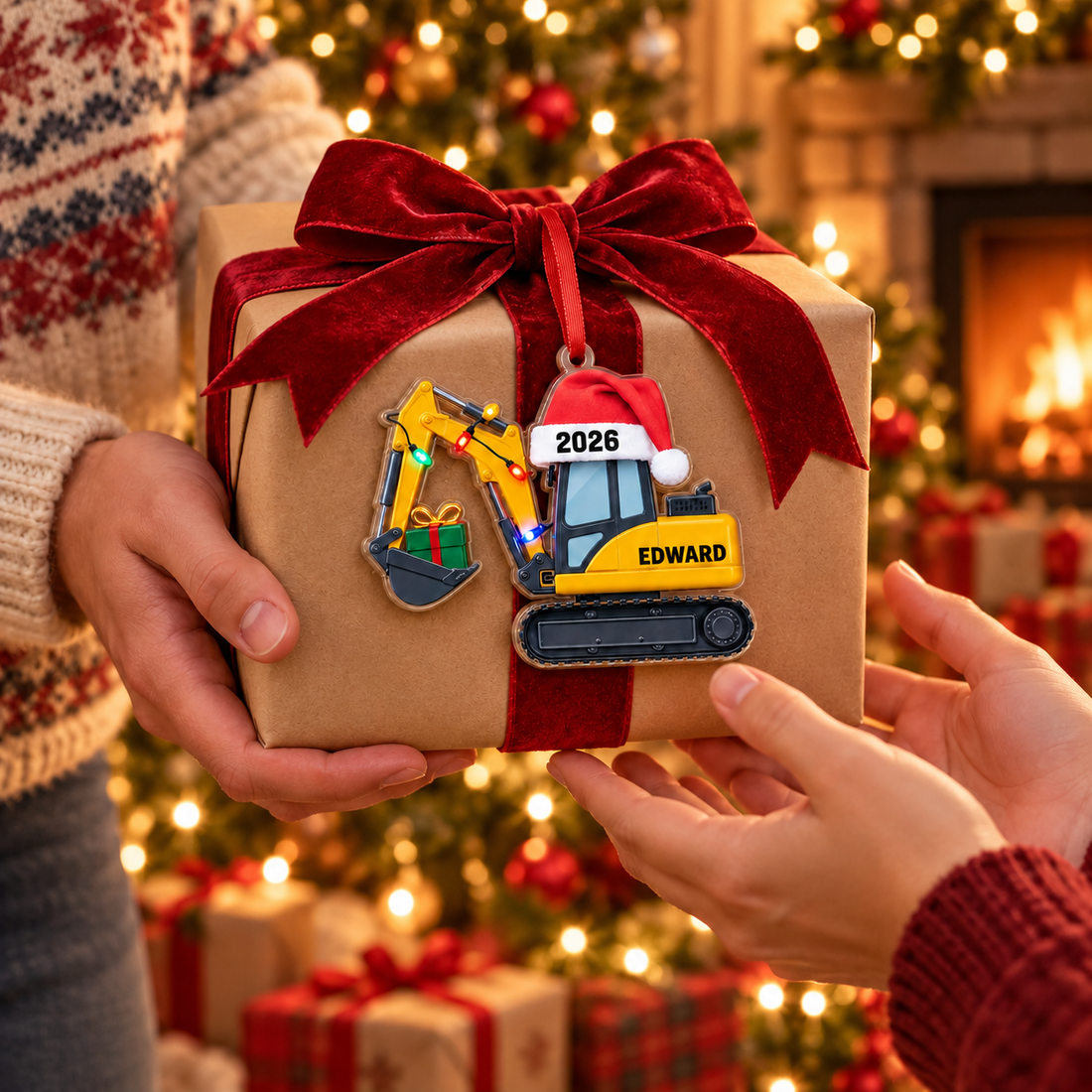 Personalized Excavator Christmas Ornament 2026, Construction Truck Holiday Decor, Ornament Christmas Gift, Christmas Gift