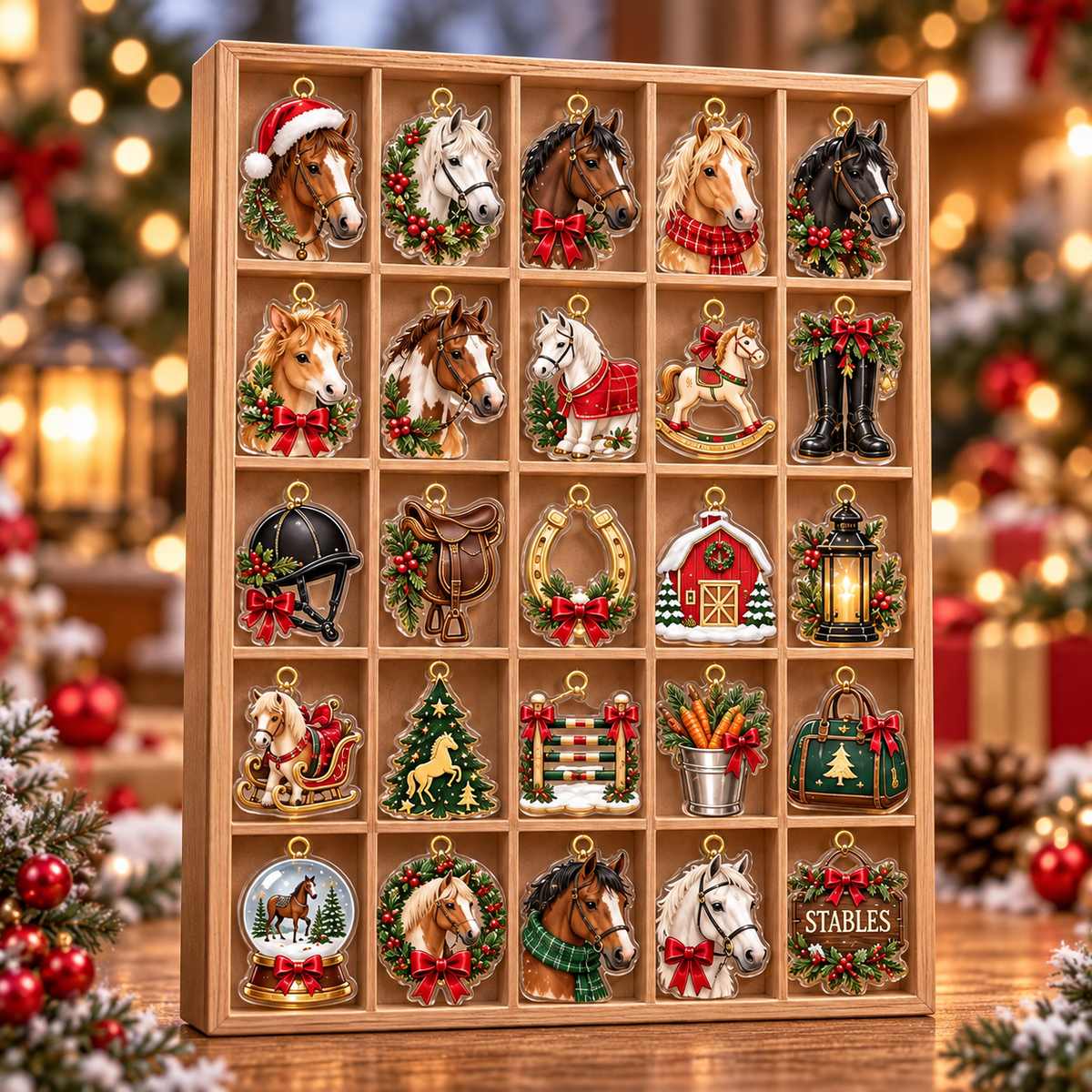 2026 Horse Advent Calendar, 24 Equestrian Ornaments, Christmas Countdown Gift for Riders and Horse Girls