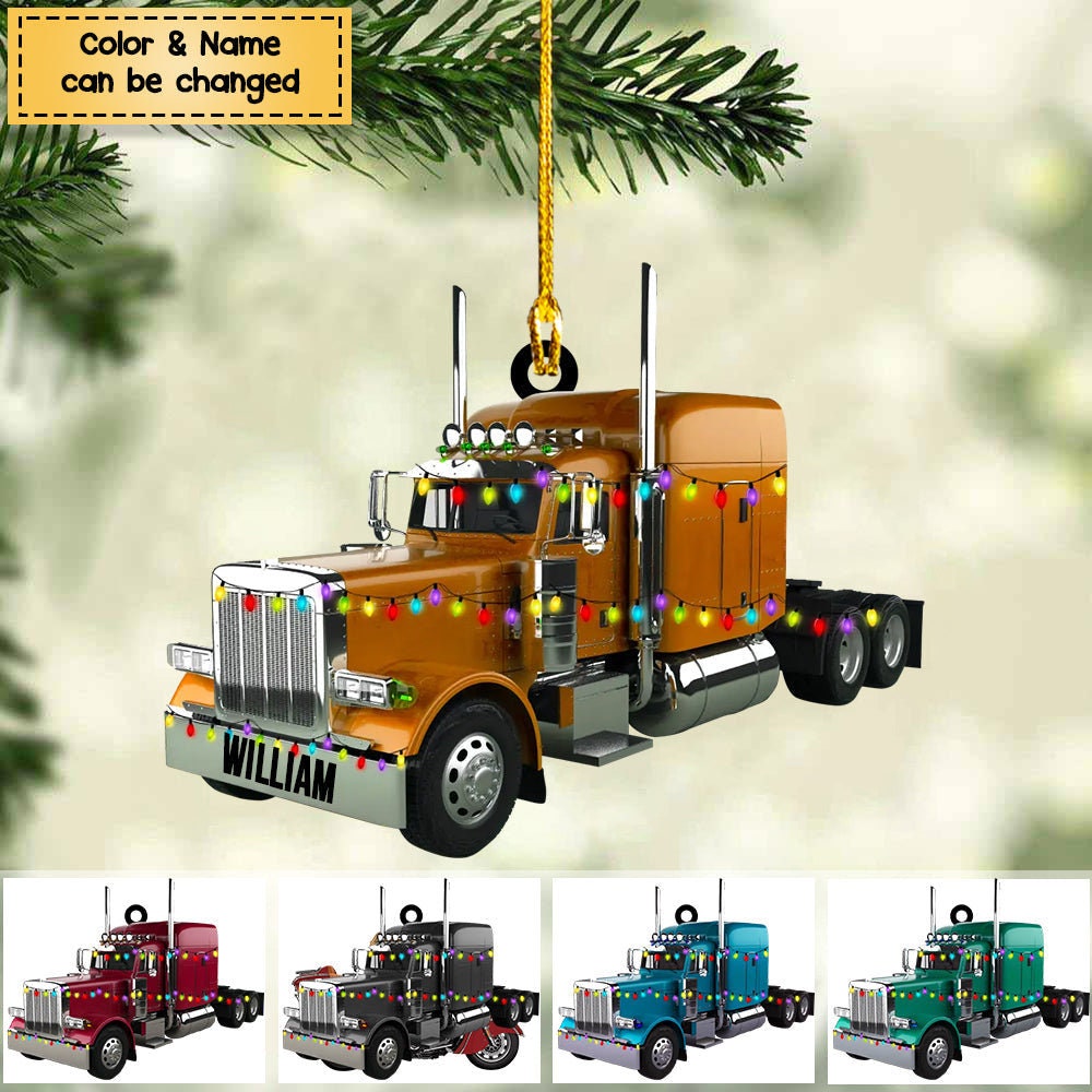 Personalized Truck Christmas Ornament, Custom Truck Christmas Acrylic Ornament, Christmas Gift For Truck Driver, Gift For Trucker Ornament