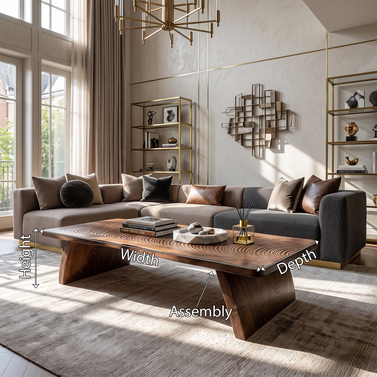 Farmhouse Mid Century Live Edge Coffee Table For Living Room