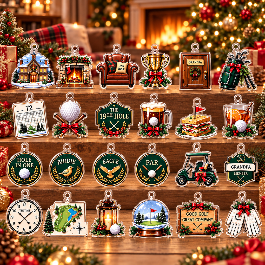 2026 Golf Advent Calendar With 24 Ornaments Gift for Golf Lovers