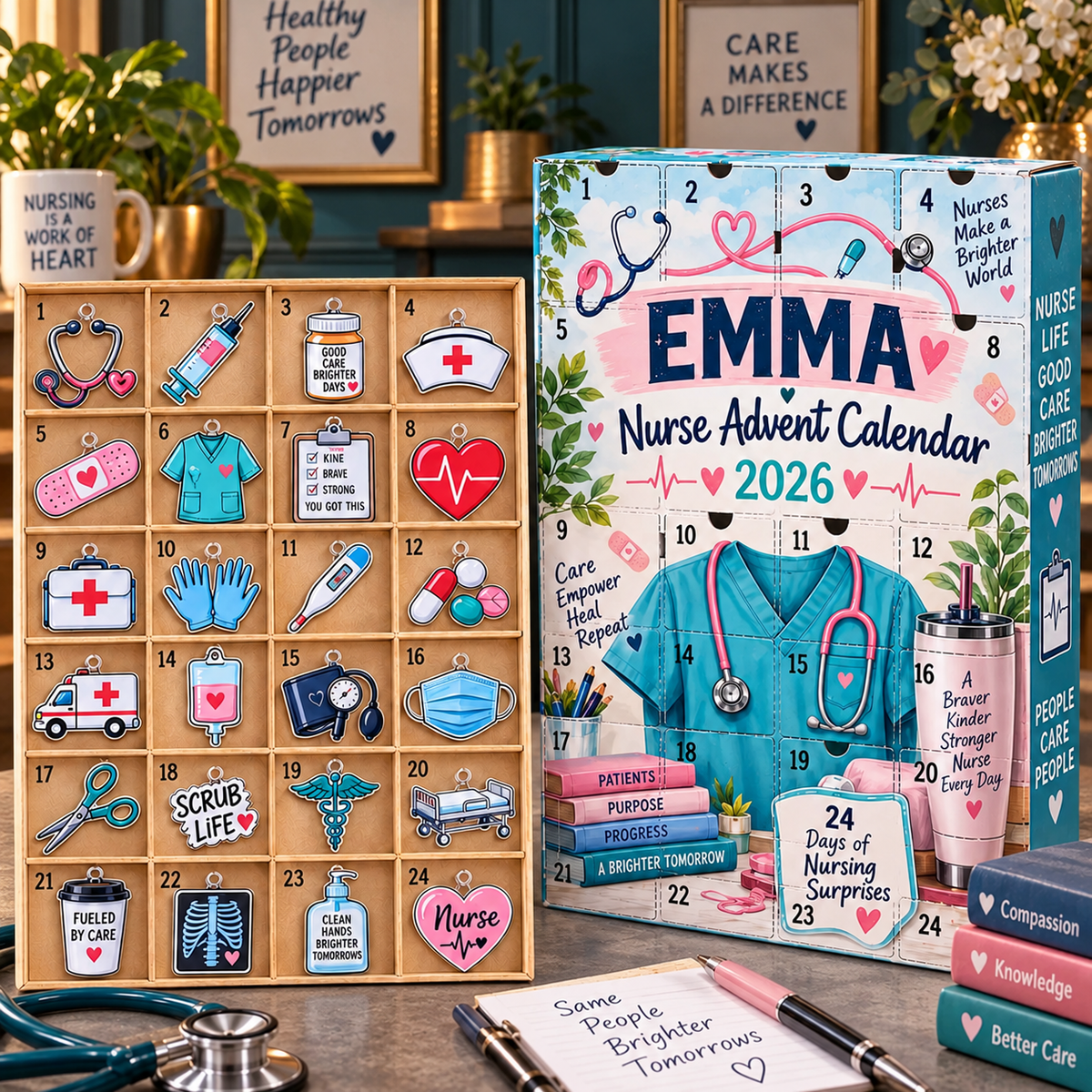 2026 Nurse Advent Calendar with Custom Name, 24-Day Countdown