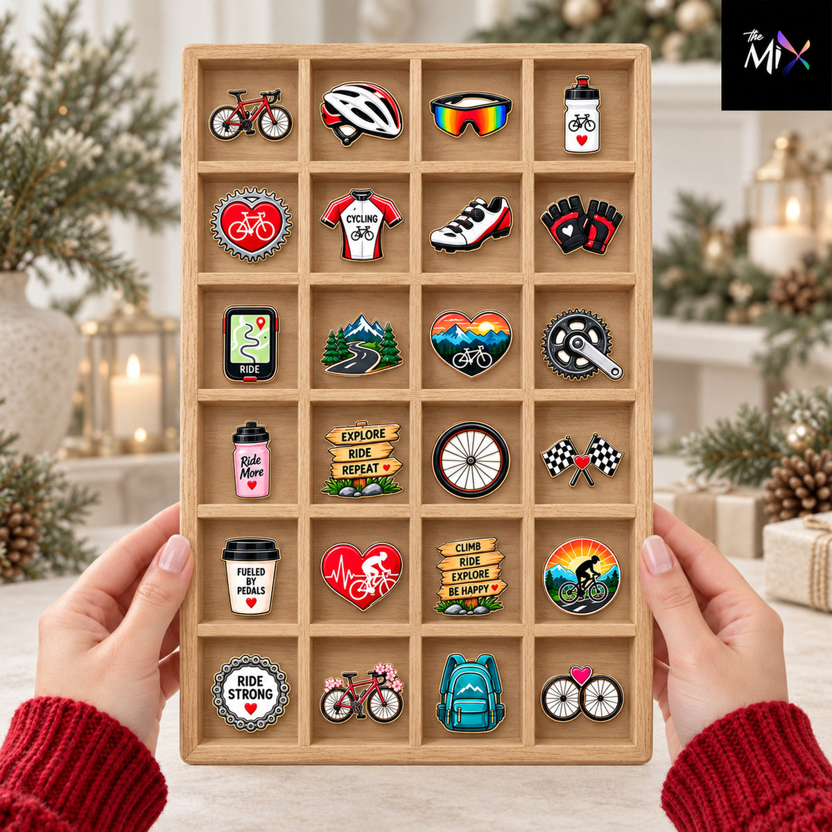 Personalized Cycling Advent Calendar 2026, 24 Cycling Charms, Christmas Countdown Box, Gift for Bike Lovers