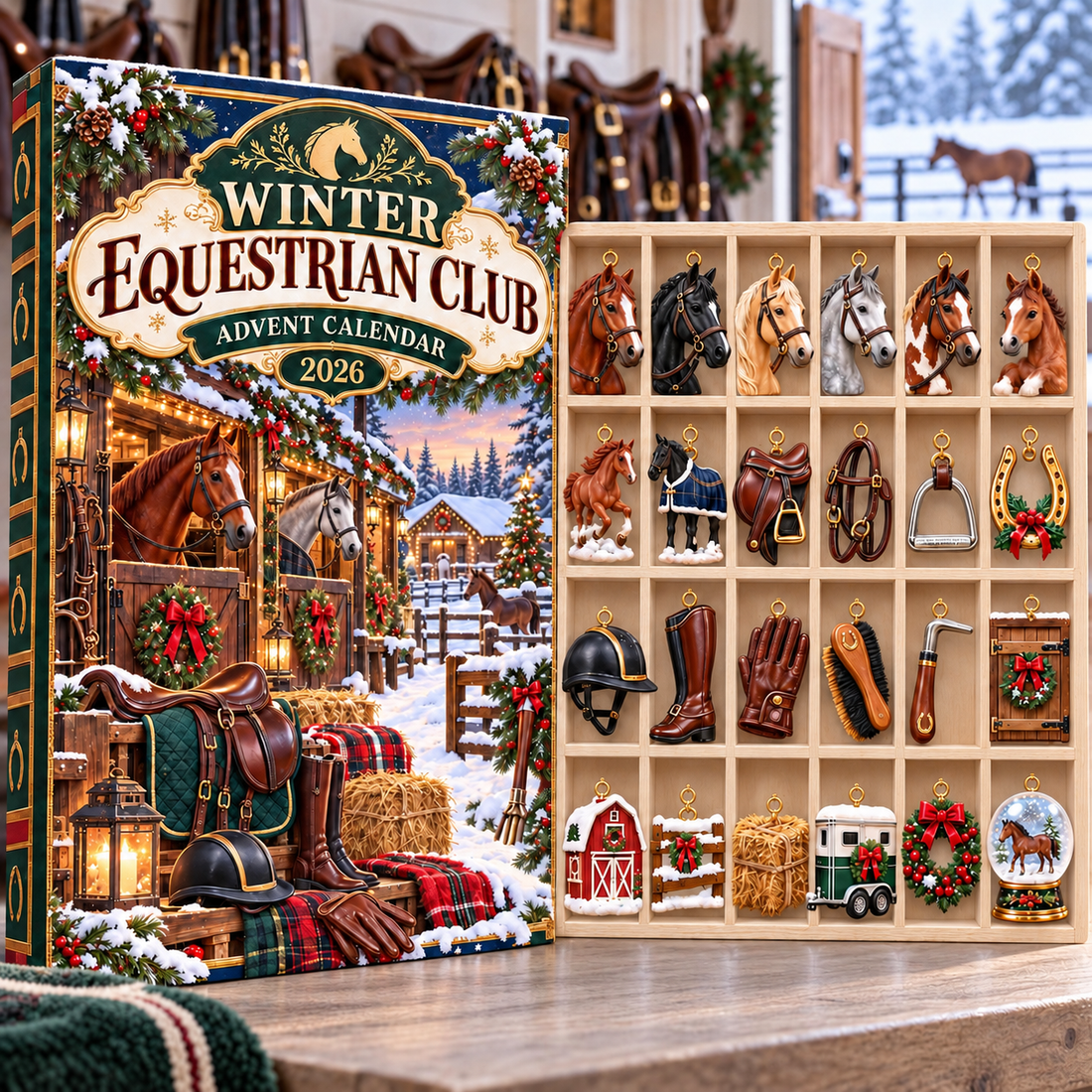2026 Horse Advent Calendar, 24 Riding Ornaments, Stable Christmas Countdown Gift for Horse Lovers