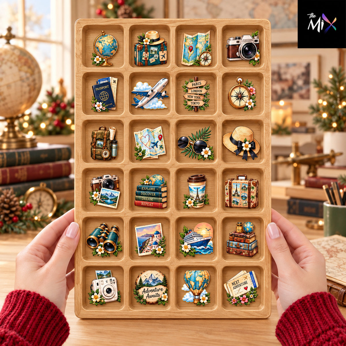 Personalized Travel Advent Calendar 2026, Travel Lover Charm Countdown, 24 Day Christmas Advent Calendar, Gift for Travelers, Travel Gift