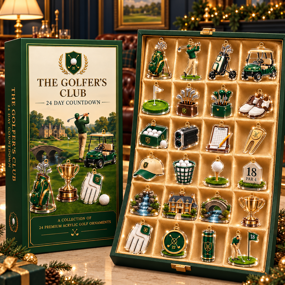 2026 Golfer's Club Advent Calendar With 24 Acrylic Ornaments