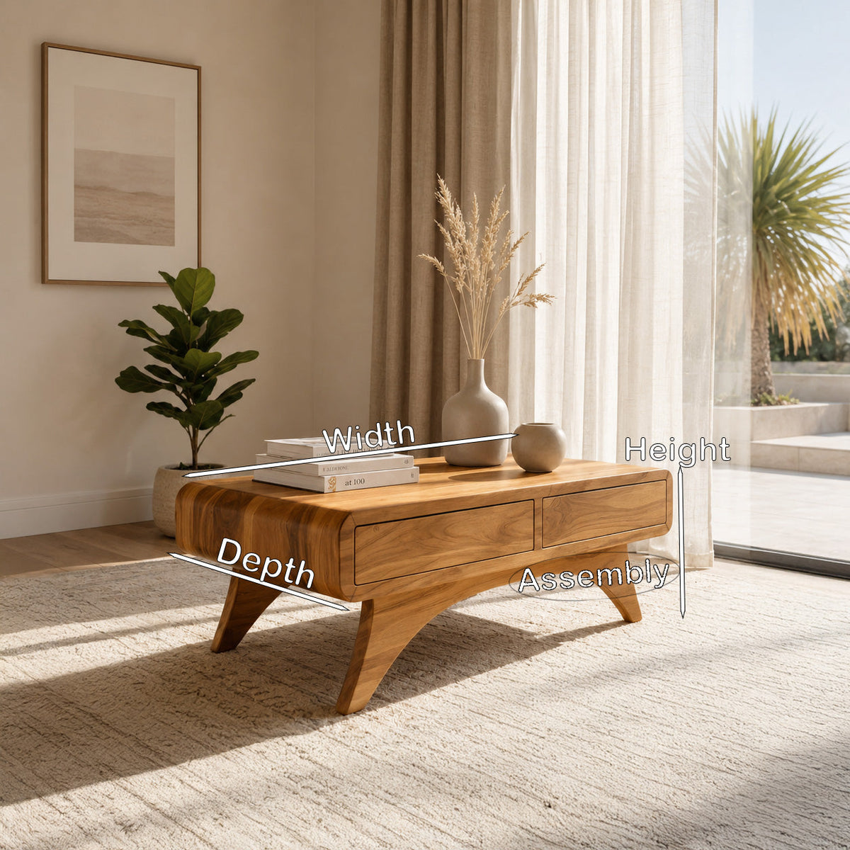 Handcrafted Coffee Table With Drawers For Living Room