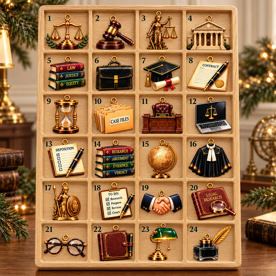 Personalized Law Advent Calendar, Custom Name Christmas Countdown, 24 Legal Charms, Lawyer Gift, Attorney Holiday Gifts for All Lawyers 2026