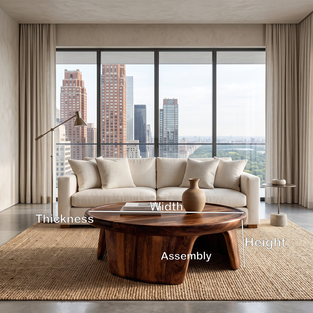 Modern Coffee Table With Three Pedestal Base For Living