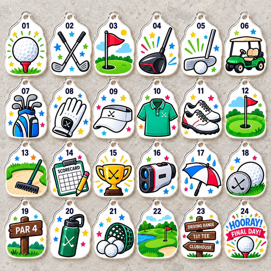 2026 Golf Life Advent Calendar With Custom Name and 24 Ornaments