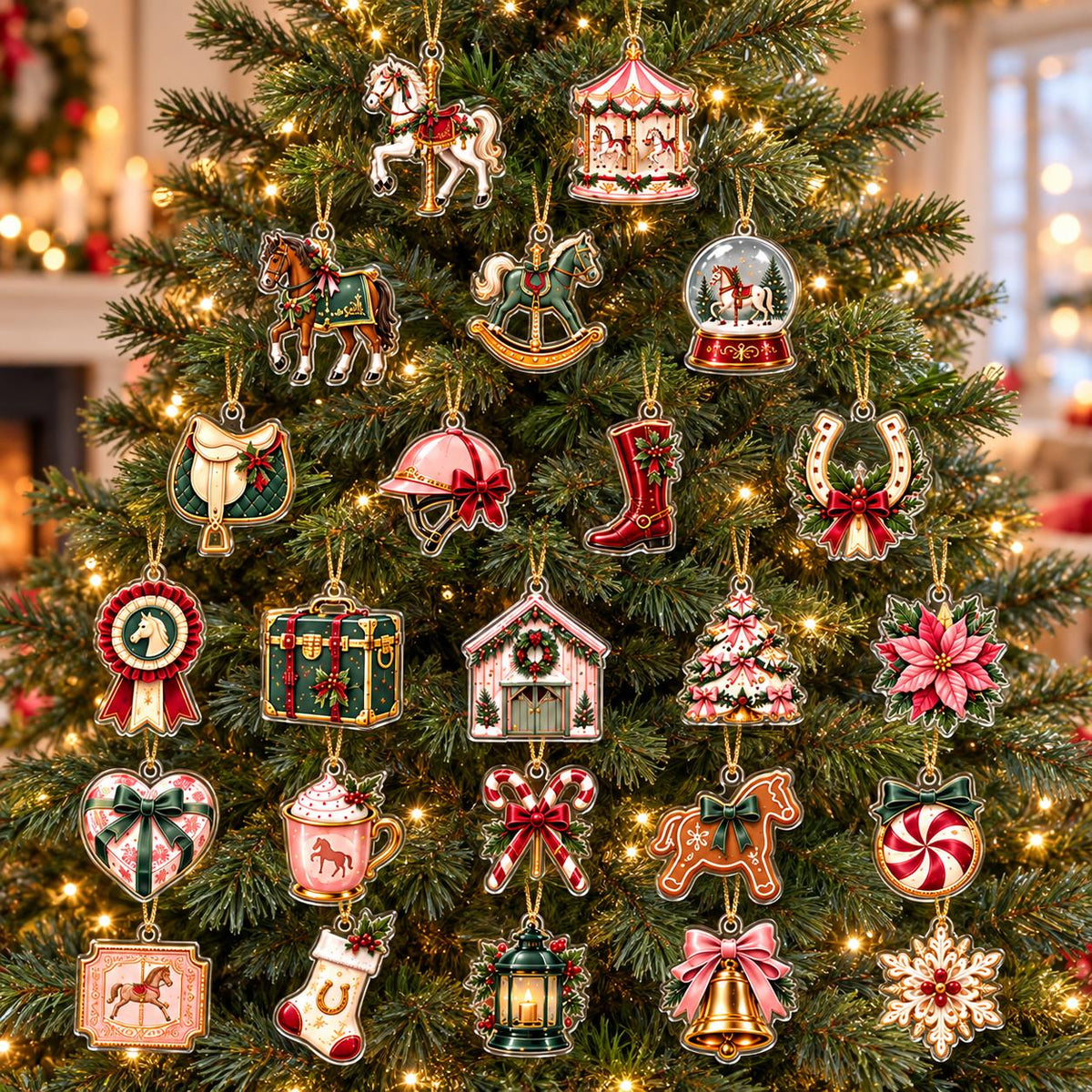 Personalized Horse Carousel Advent Calendar 2026 with Custom Name, 24 Acrylic Charms, Christmas Countdown Blind Box